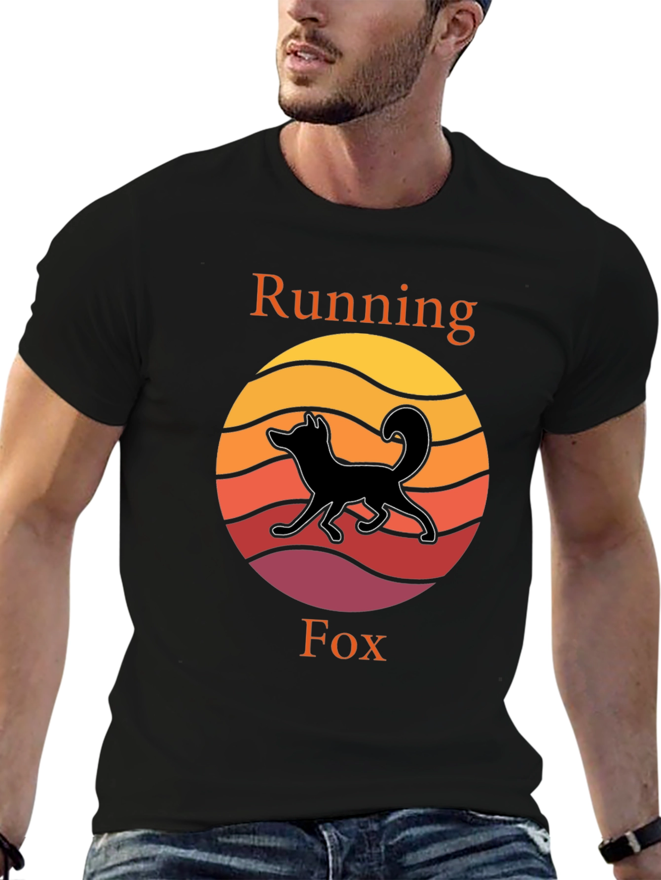 Running Fox T-Shirt - Sunset Design