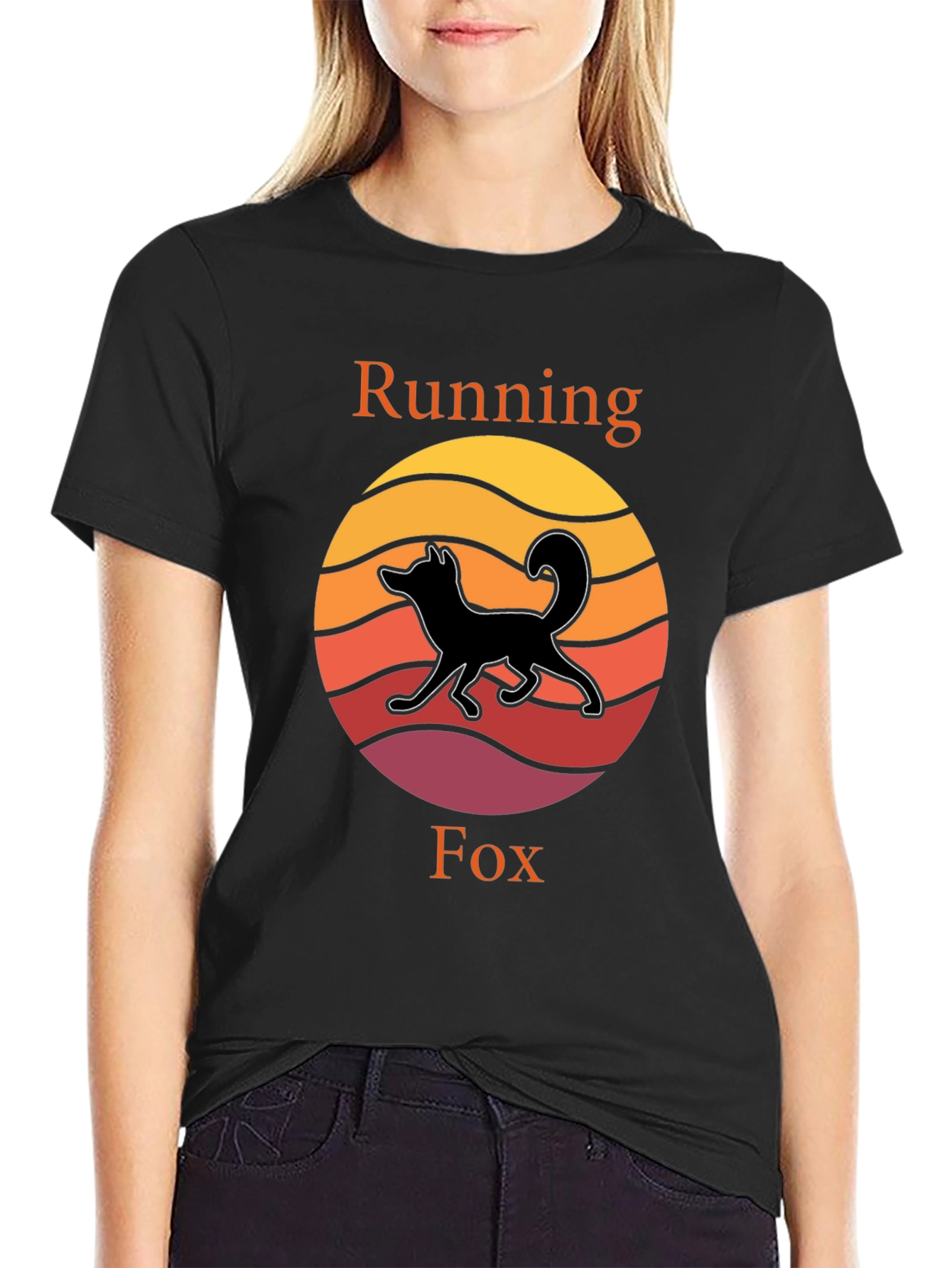 Running Fox T-Shirt - Sunset Design