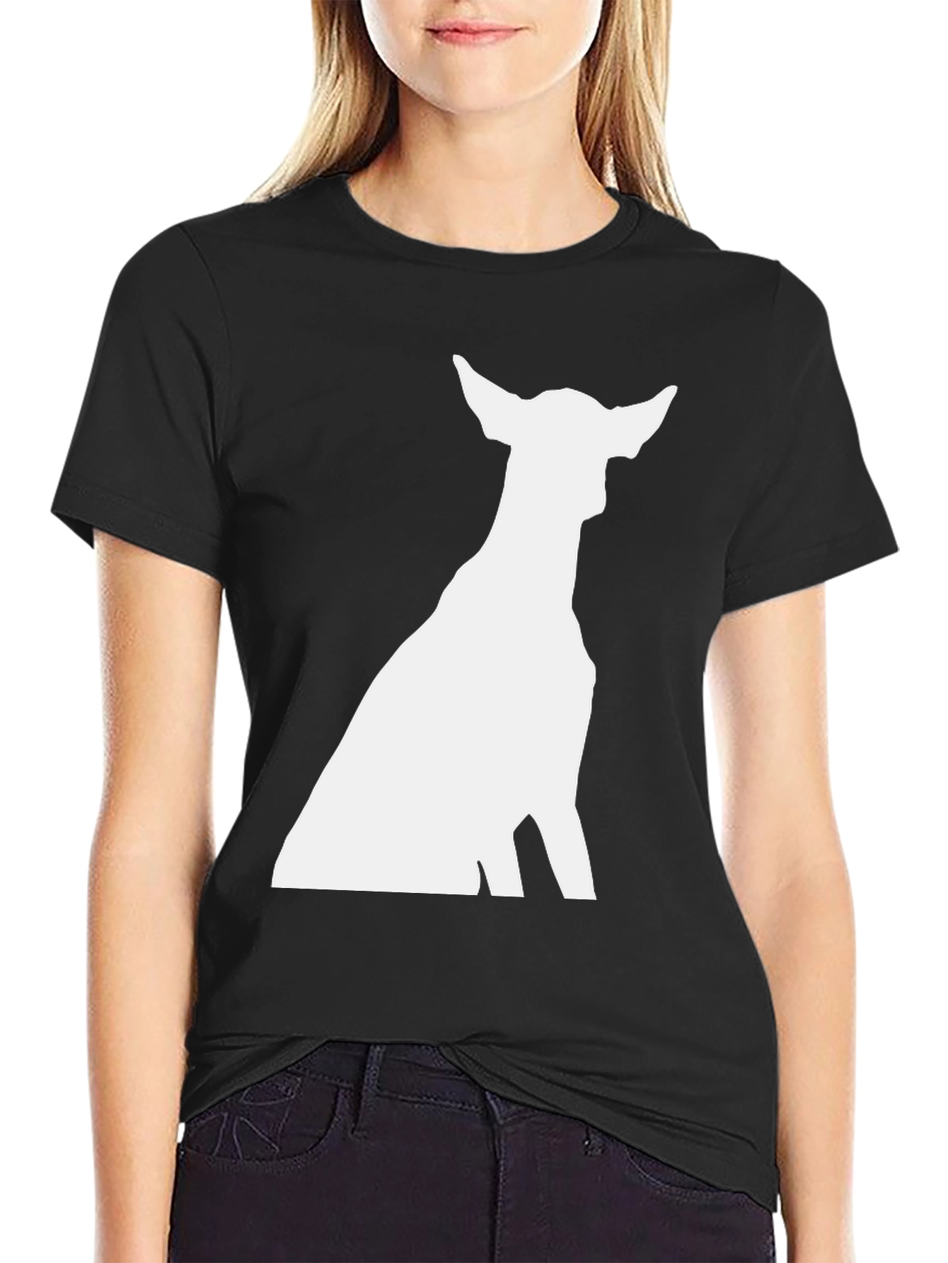 Dog Silhouette Graphic Tee - Classic Black