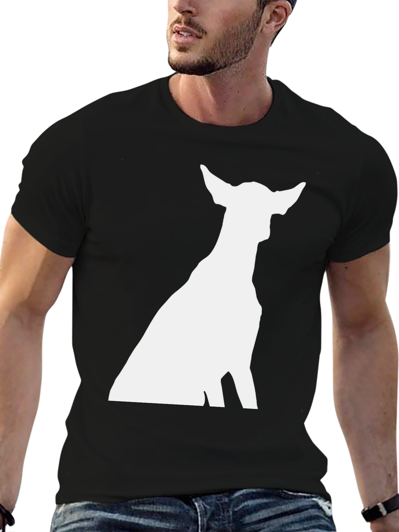 Dog Silhouette Graphic Tee - Classic Black