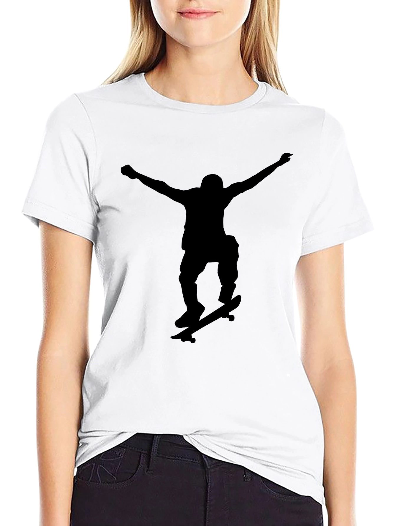 Skateboarder Silhouette Black T-Shirt