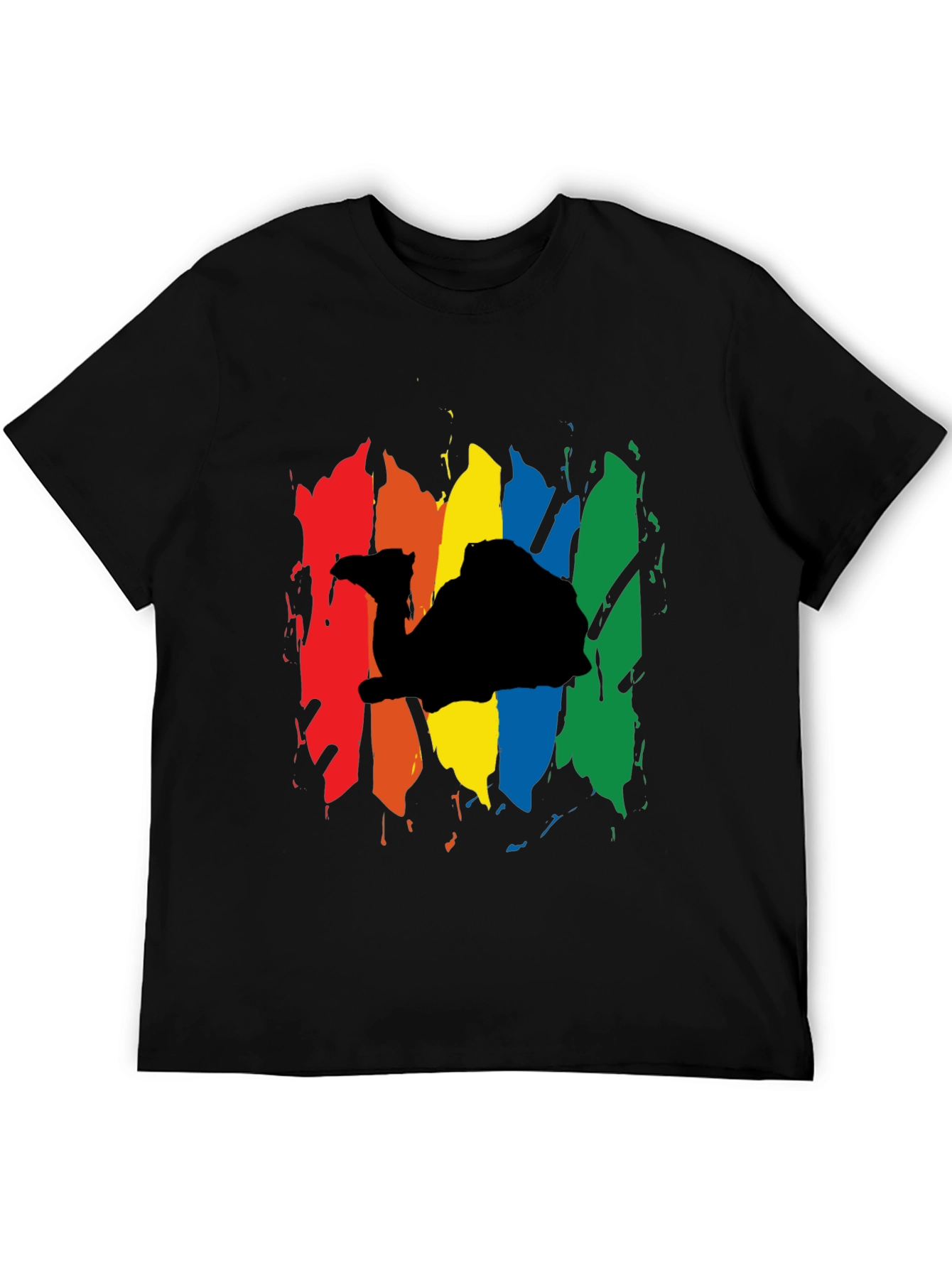 Rainbow Camel Graphic Black T-Shirt