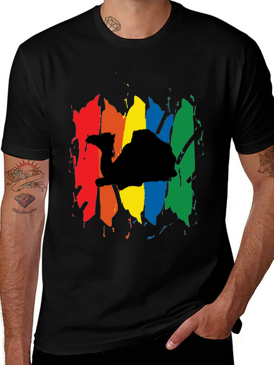 Rainbow Camel Graphic Black T-Shirt