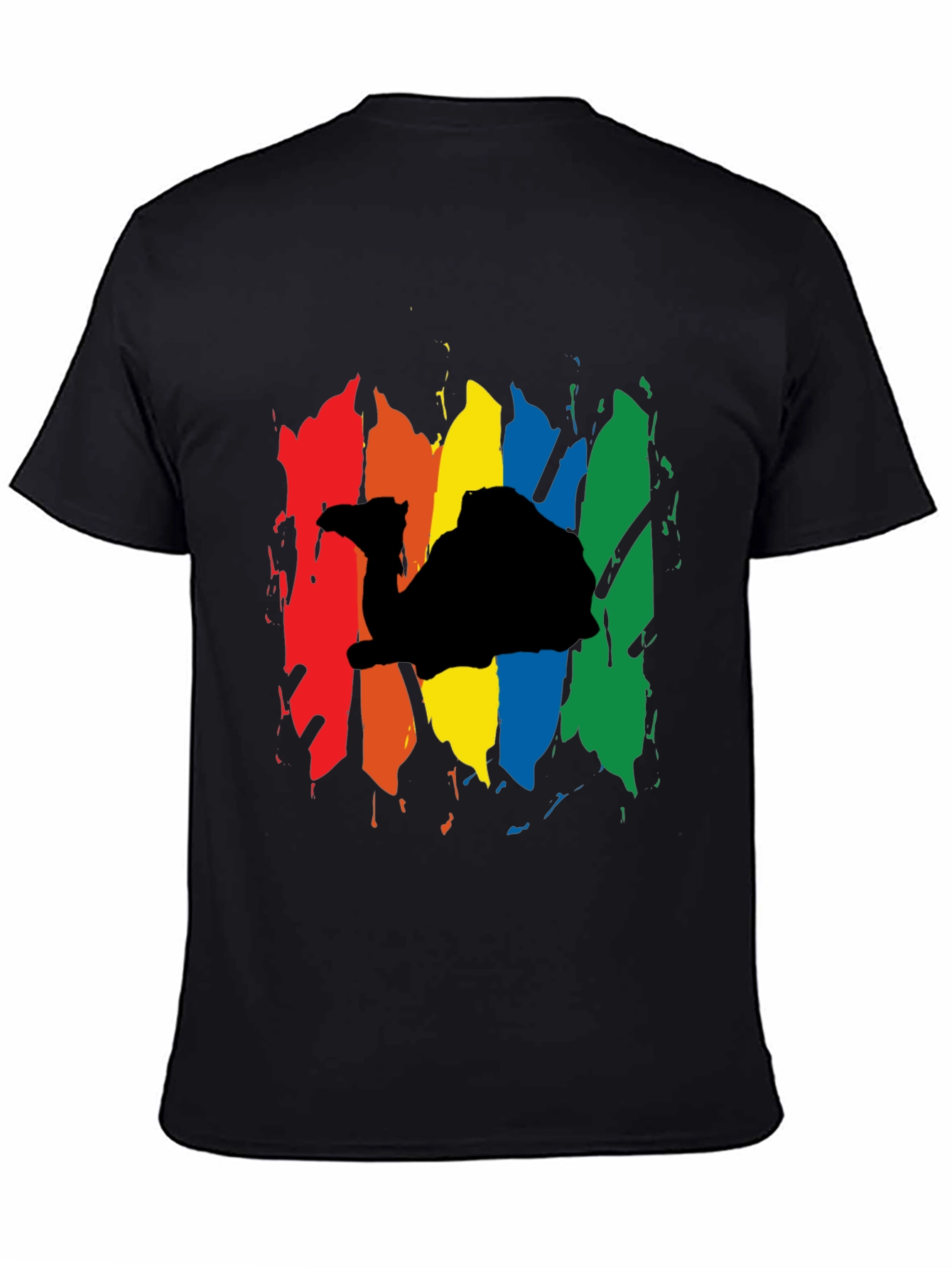 Rainbow Camel Graphic Black T-Shirt