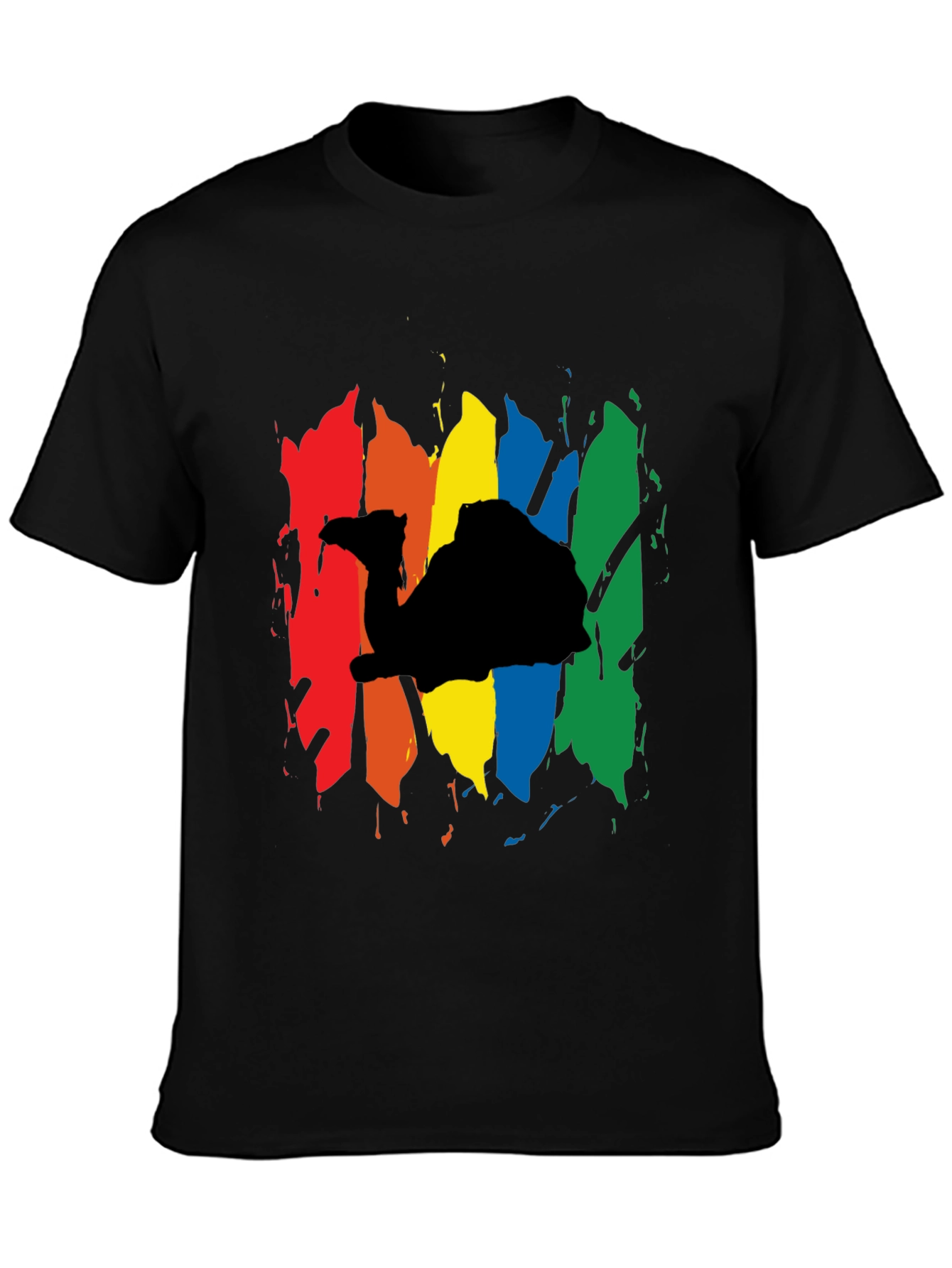 Rainbow Camel Graphic Black T-Shirt