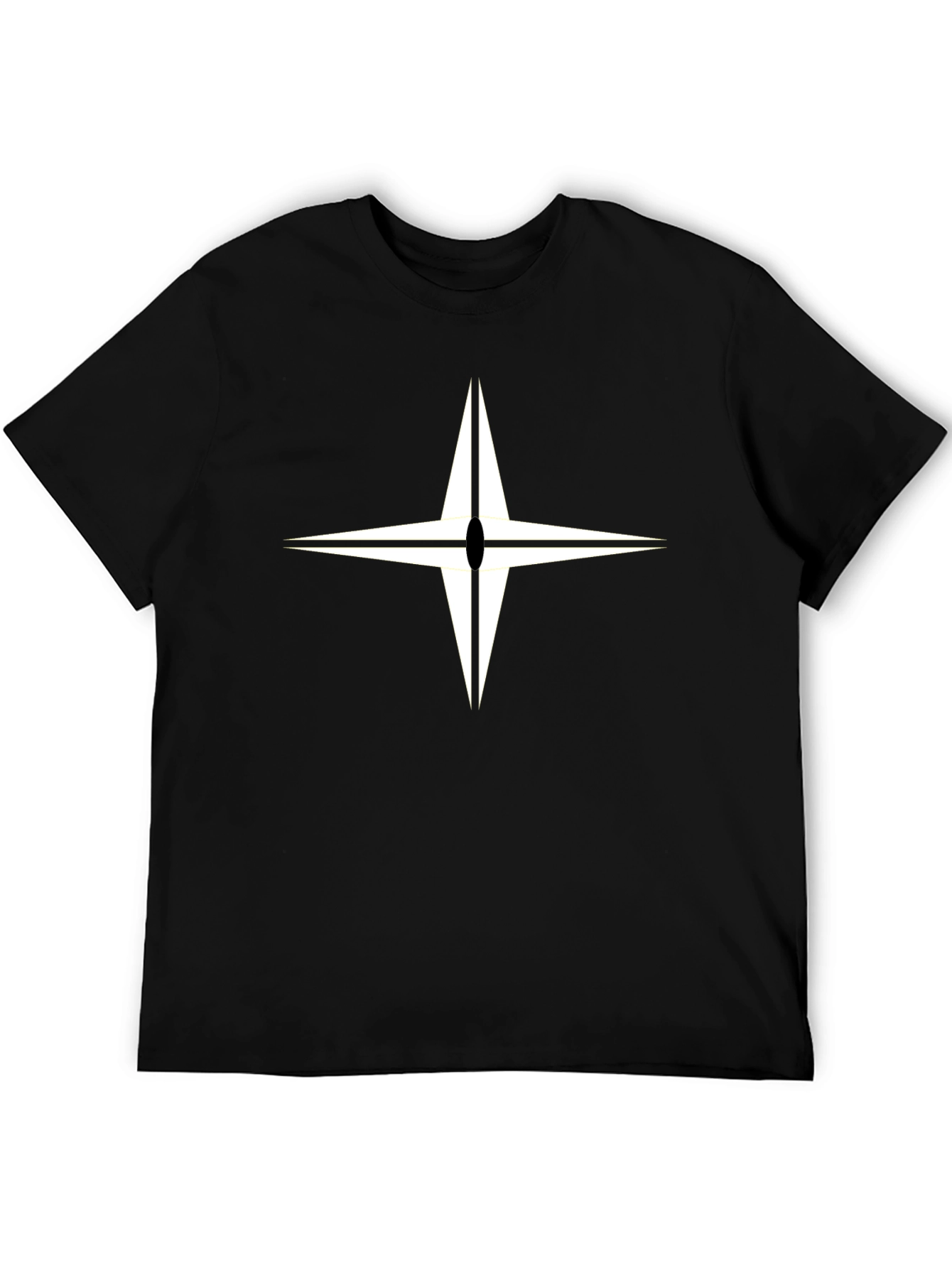 Black T-Shirt with Compass Star Graphic