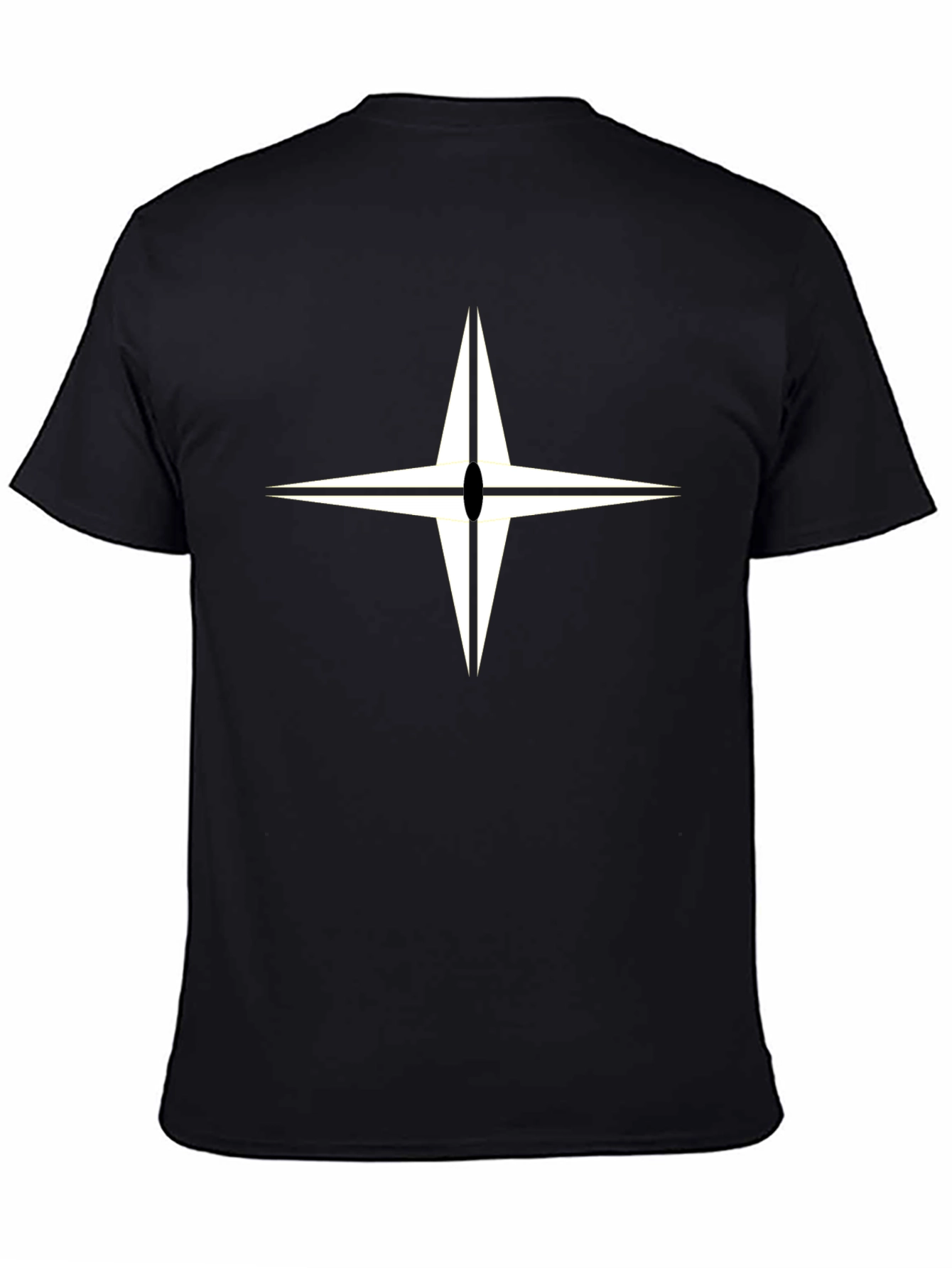 Black T-Shirt with Compass Star Graphic