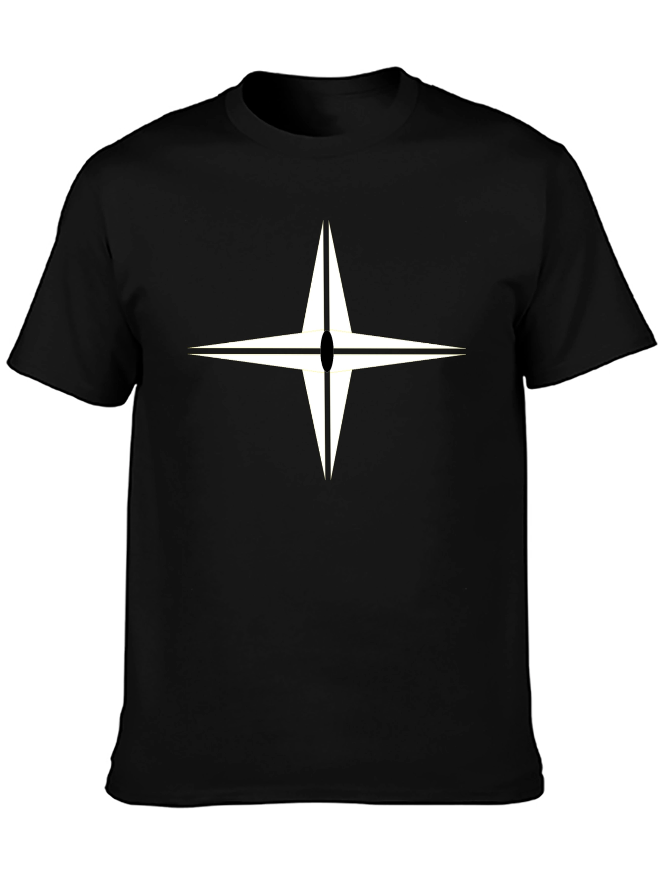 Black T-Shirt with Compass Star Graphic