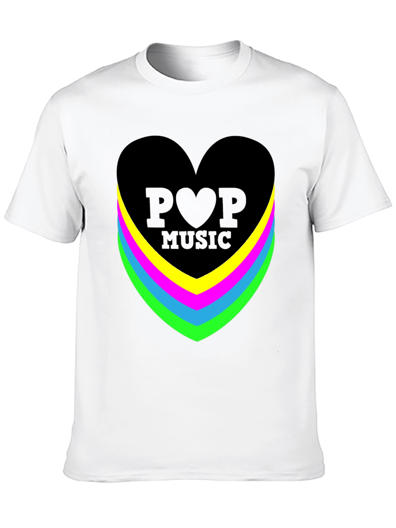 Pop Music Heart Graphic Black T-Shirt