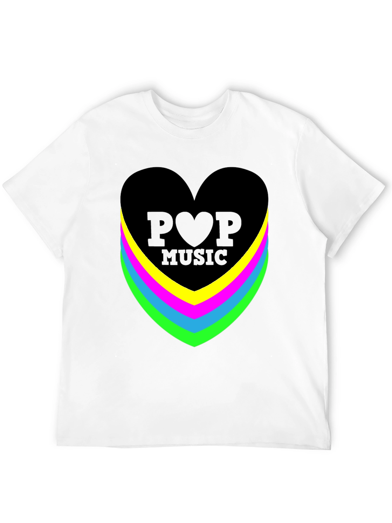 Pop Music Heart Graphic Black T-Shirt