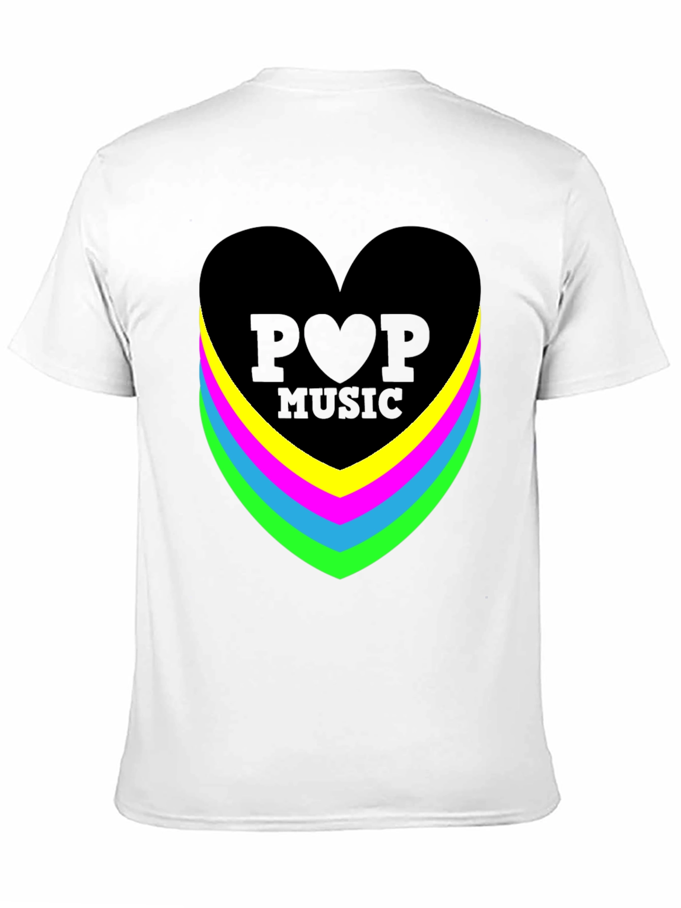 Pop Music Heart Graphic Black T-Shirt