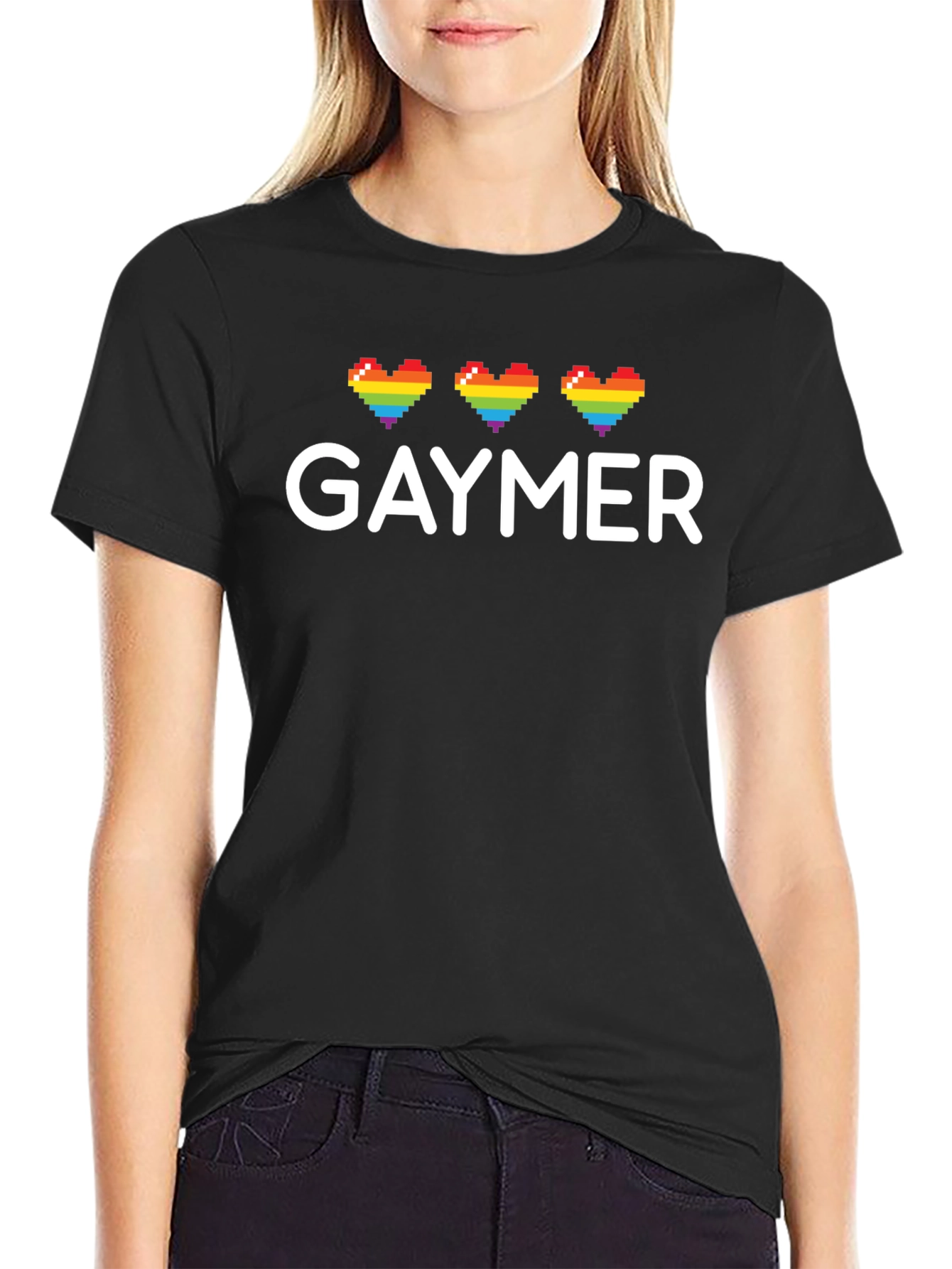 Gaymer Rainbow Heart Pixel Tee - LGBTQ+ Pride Shirt
