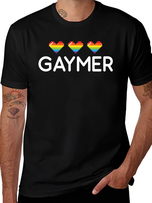 Gaymer Rainbow Heart Pixel Tee - LGBTQ+ Pride Shirt