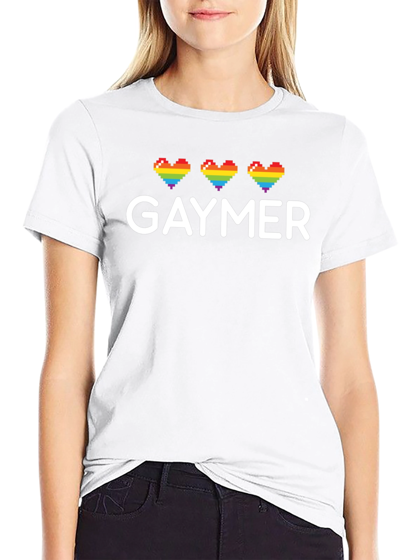 Gaymer Rainbow Heart Pixel Tee - LGBTQ+ Pride Shirt