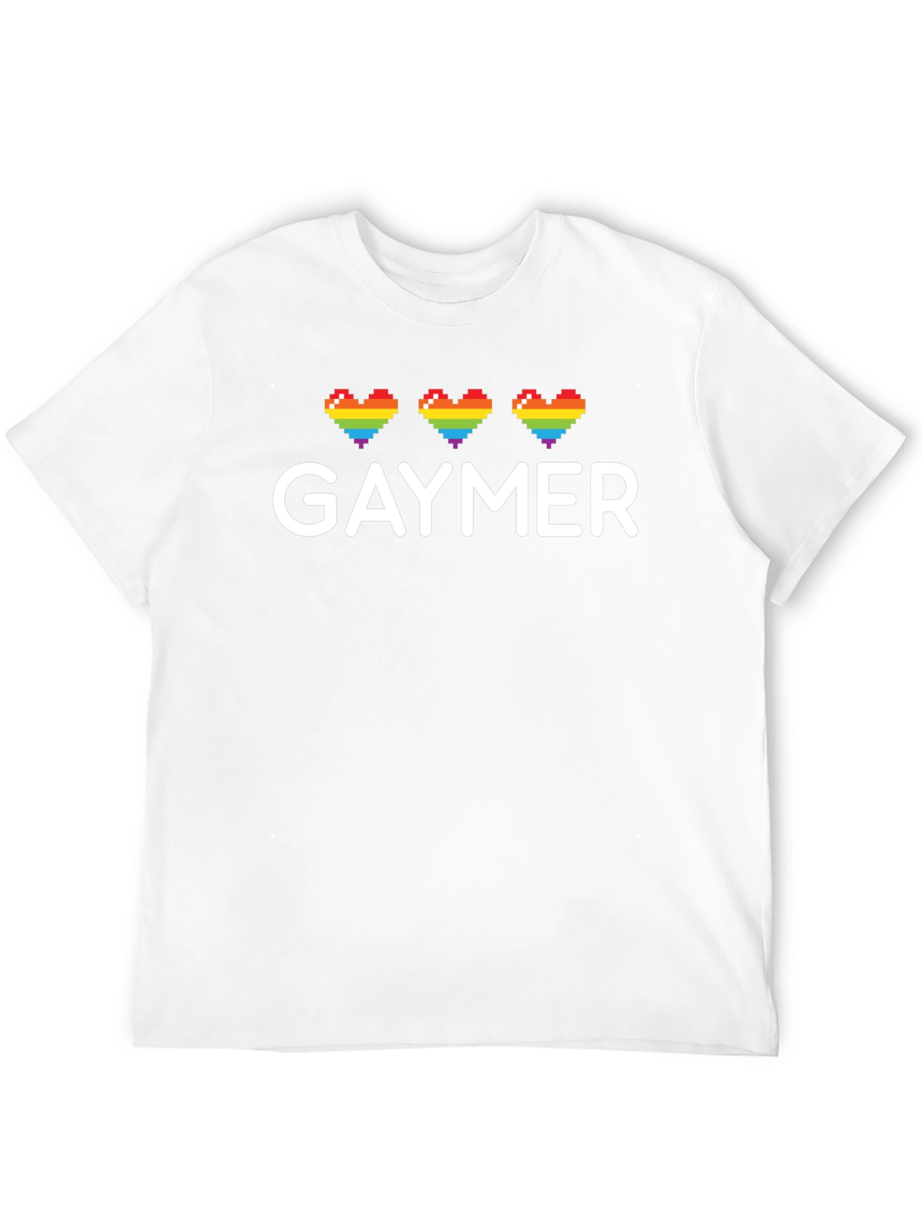 Gaymer Rainbow Heart Pixel Tee - LGBTQ+ Pride Shirt
