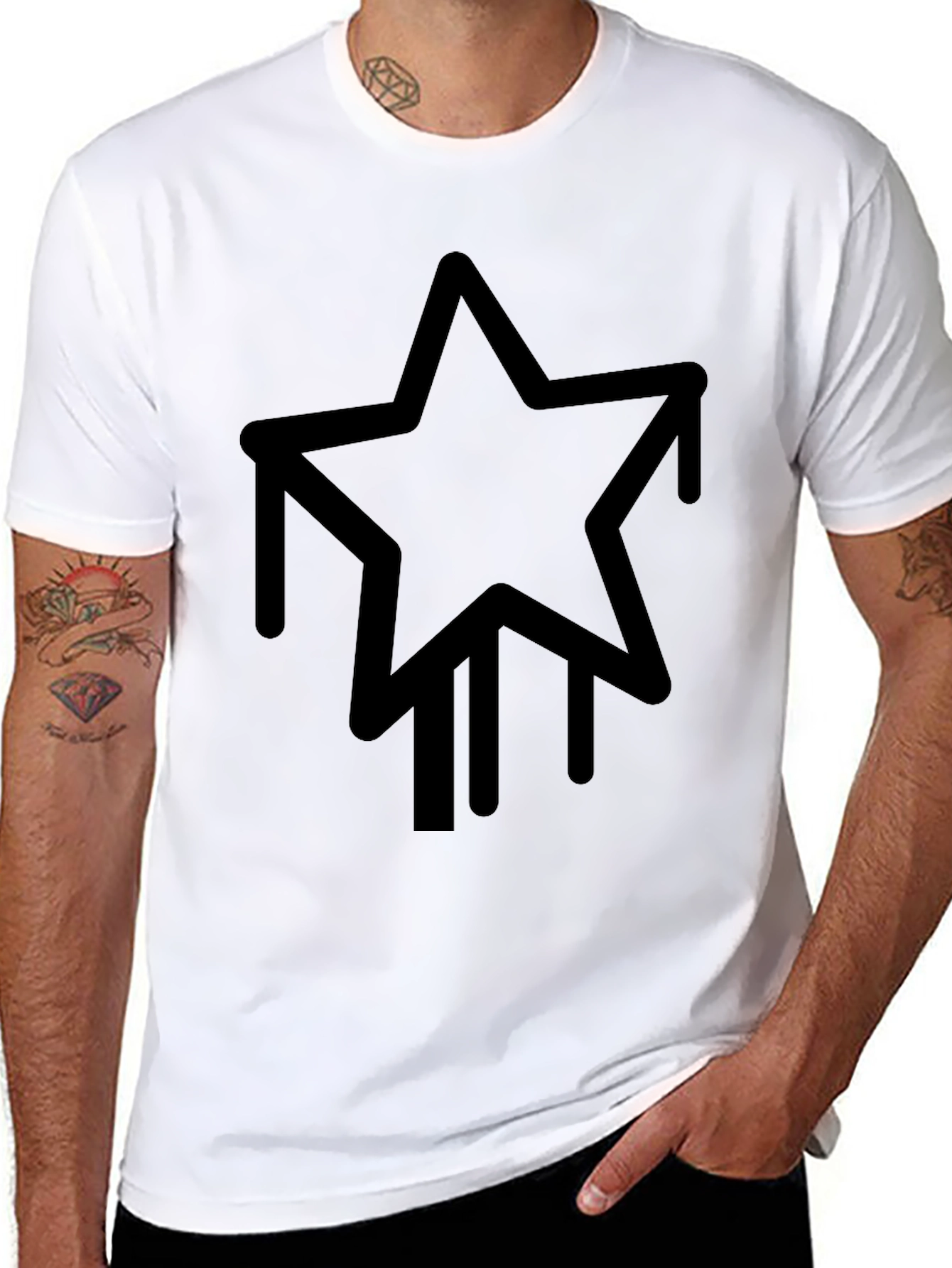 Modern Drip Star Graphic Tee - Black