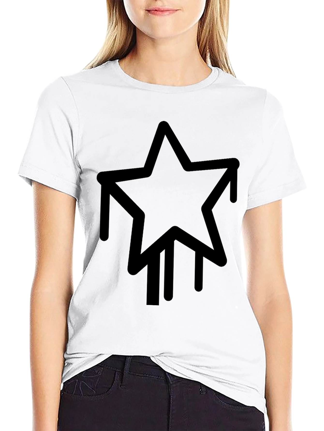 Modern Drip Star Graphic Tee - Black