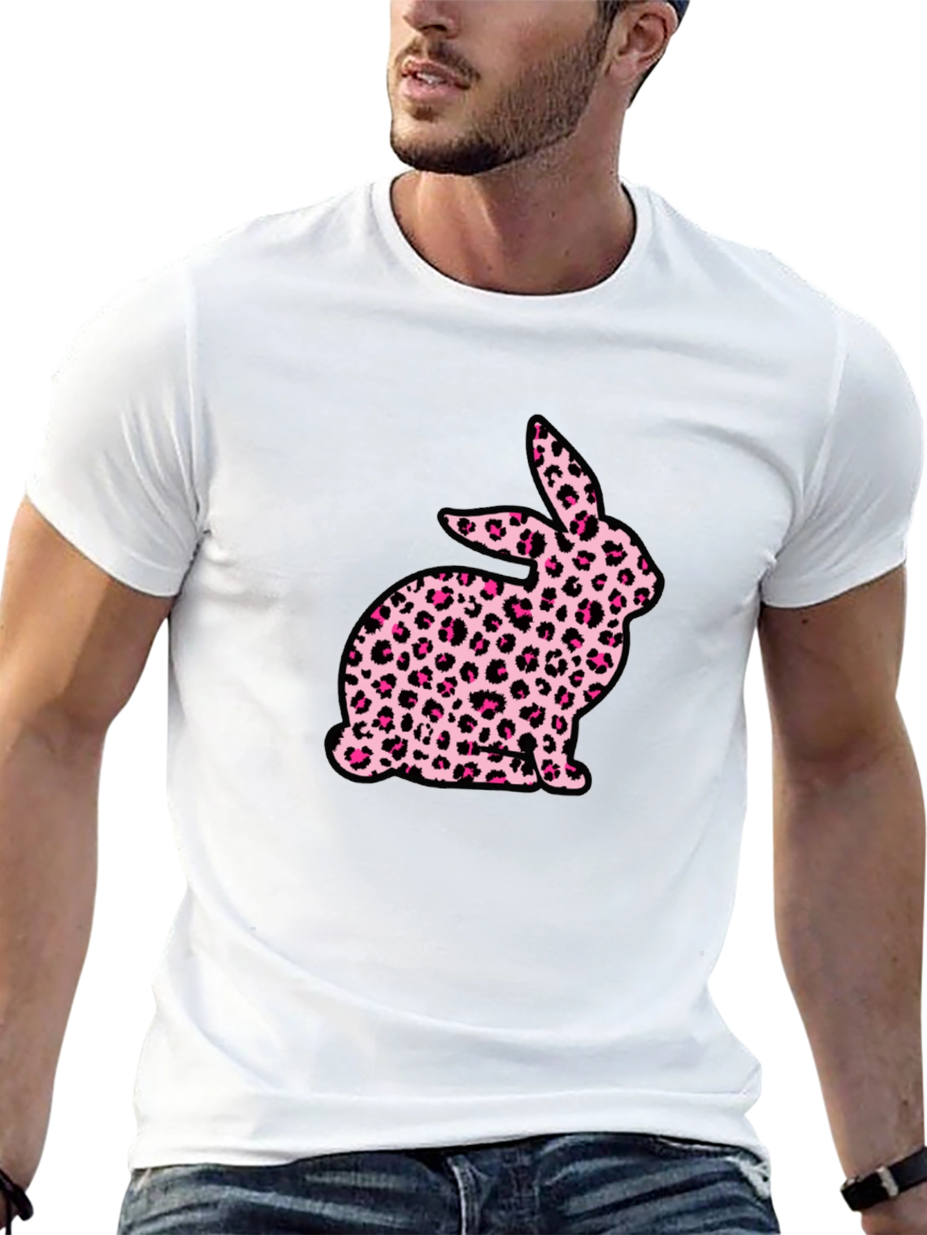 Leopard Print Bunny Graphic T-Shirt