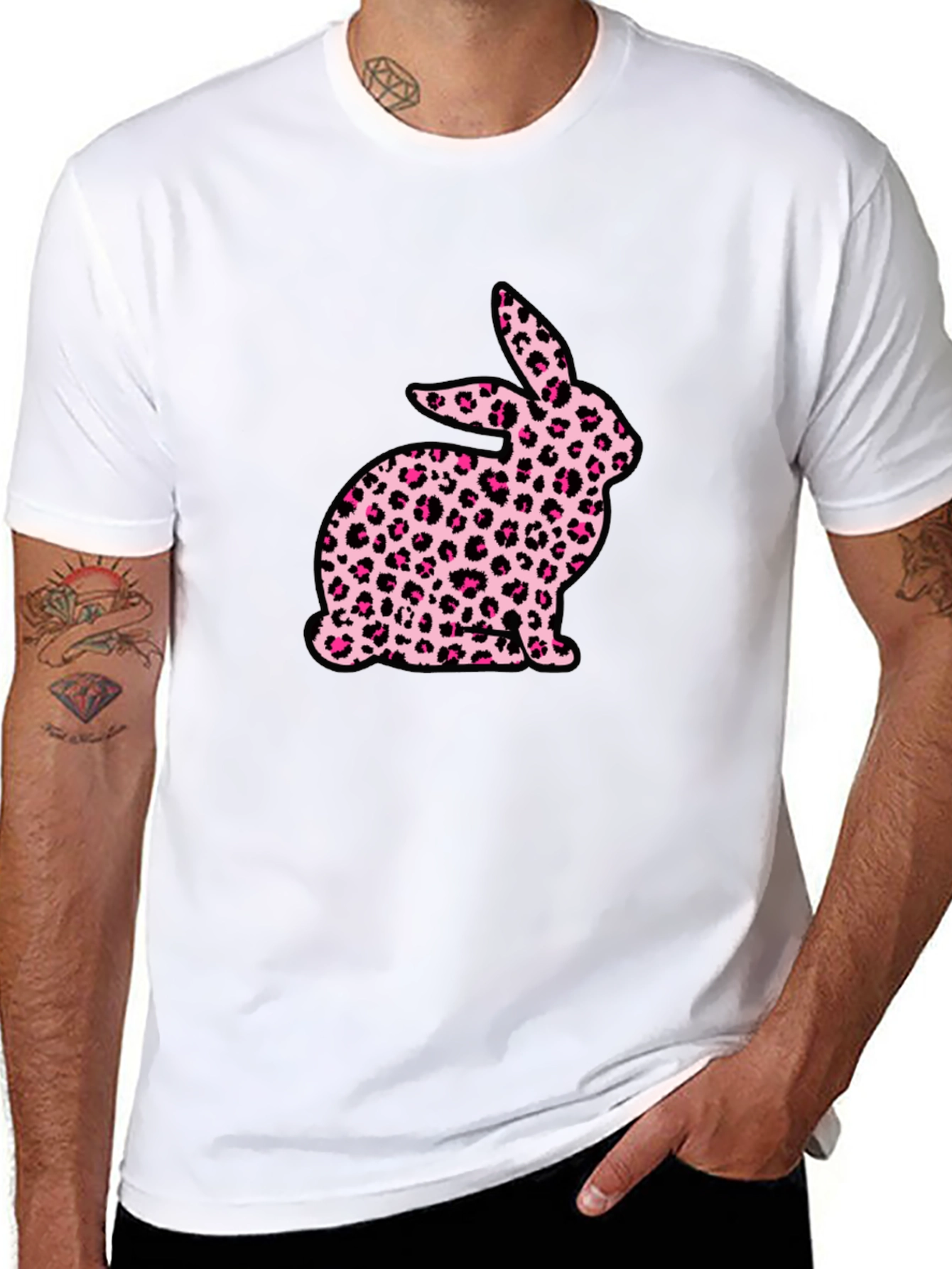 Leopard Print Bunny Graphic T-Shirt