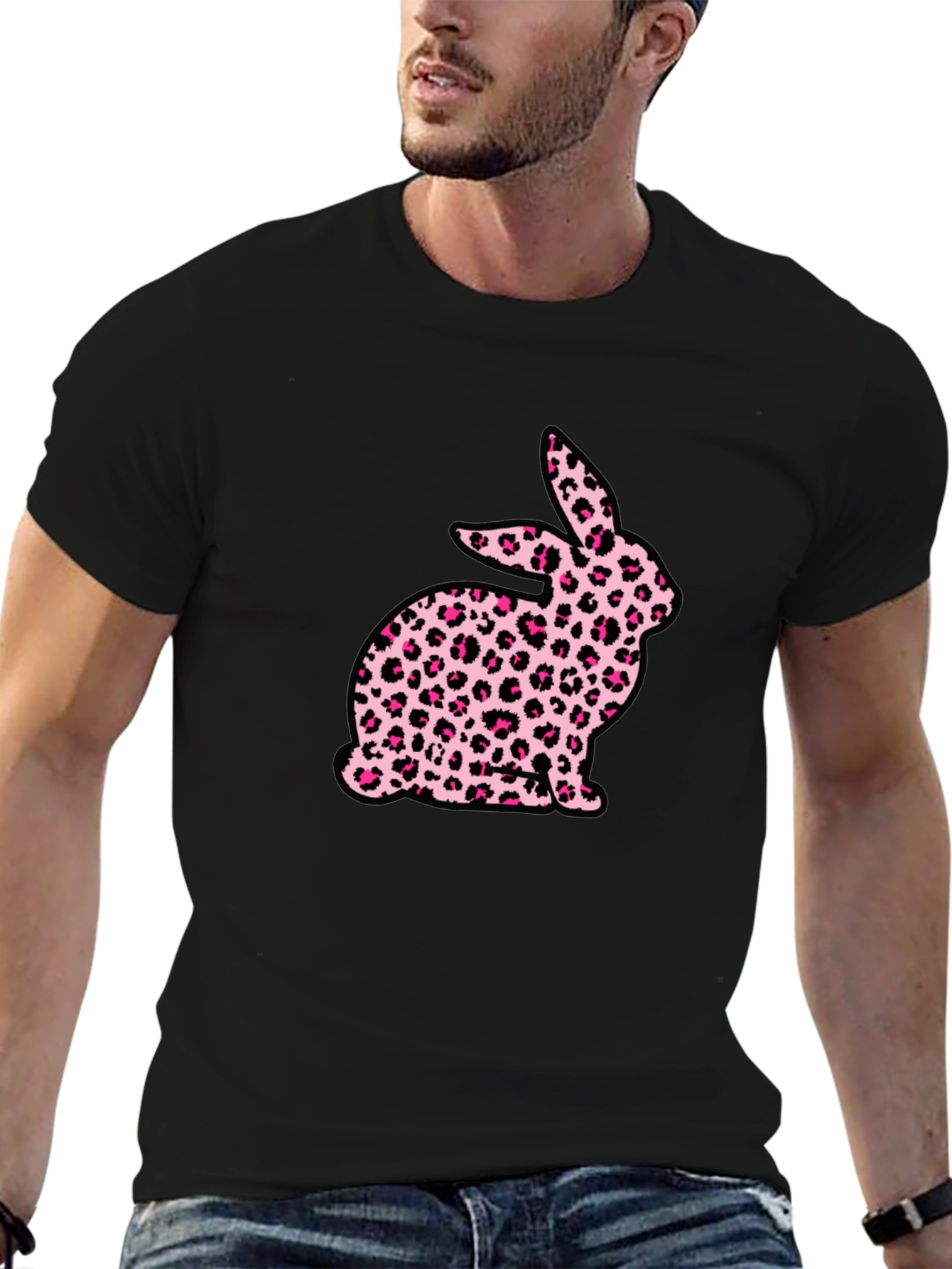 Leopard Print Bunny Graphic T-Shirt