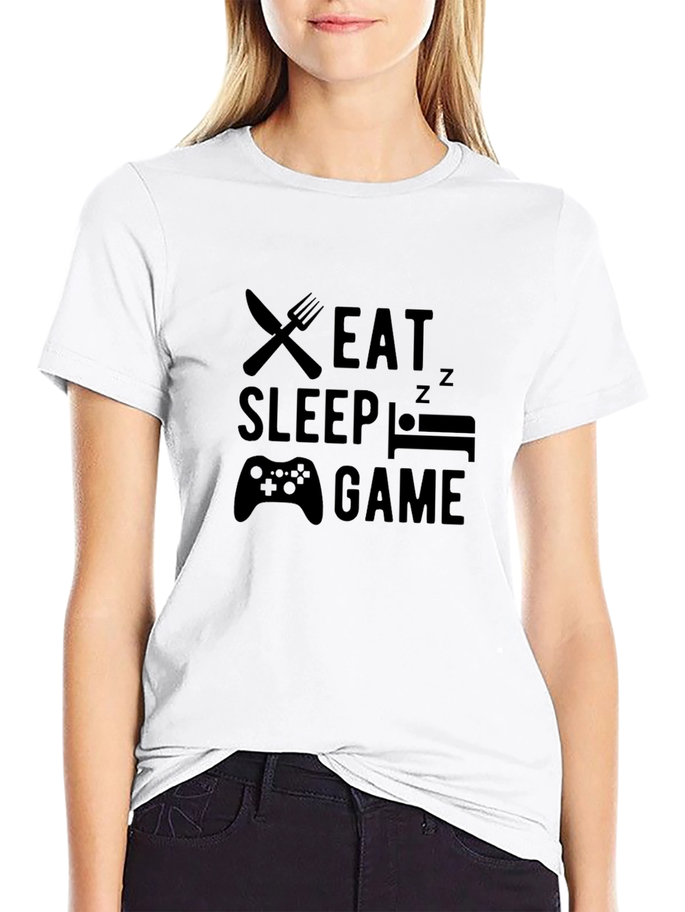 Eat Sleep Game Black T-Shirt | Gamer Lifestyle Tee