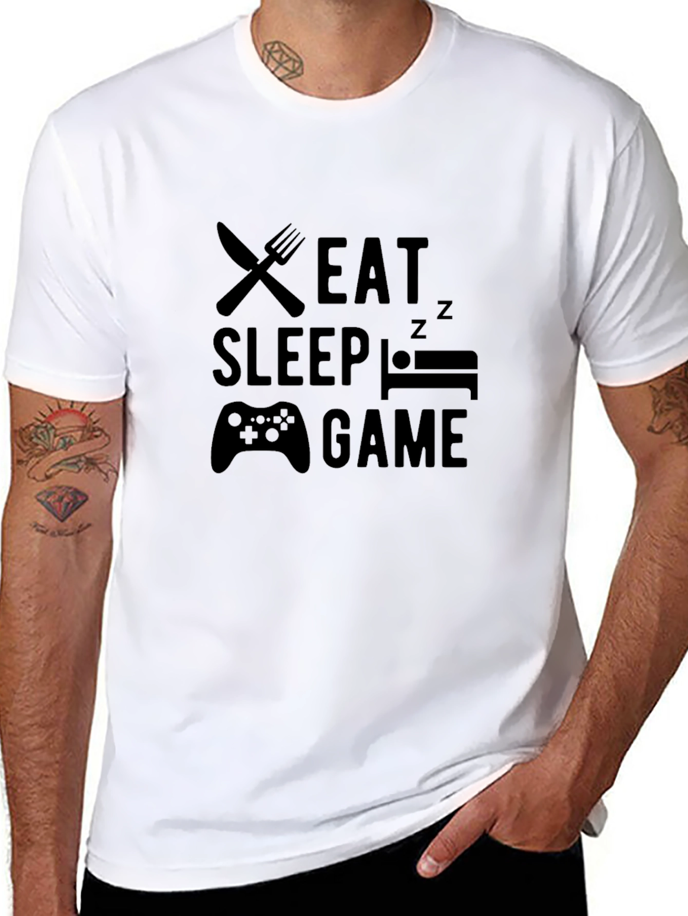 Eat Sleep Game Black T-Shirt | Gamer Lifestyle Tee