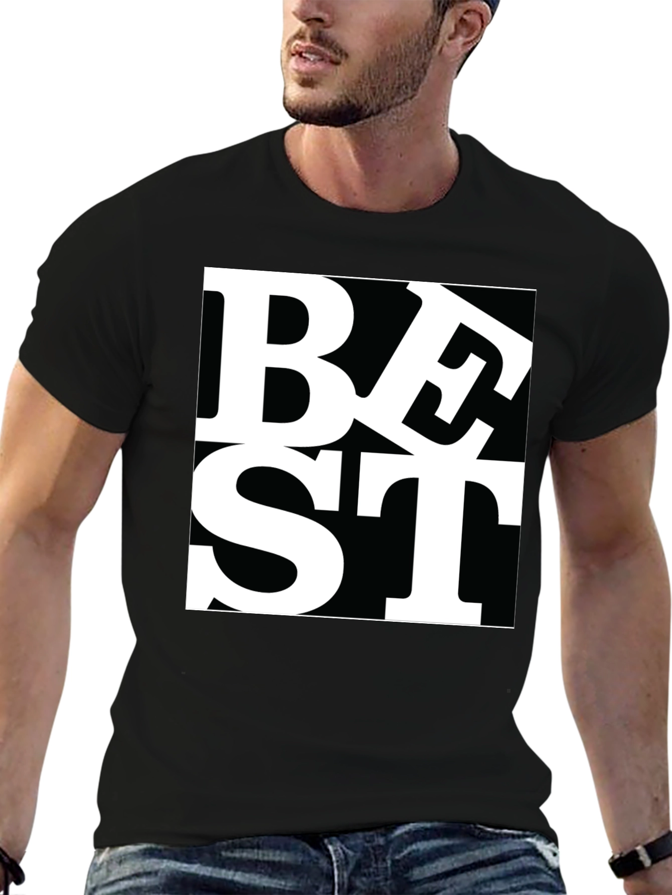 Best T-Shirt - Black Tee with Bold White Graphic