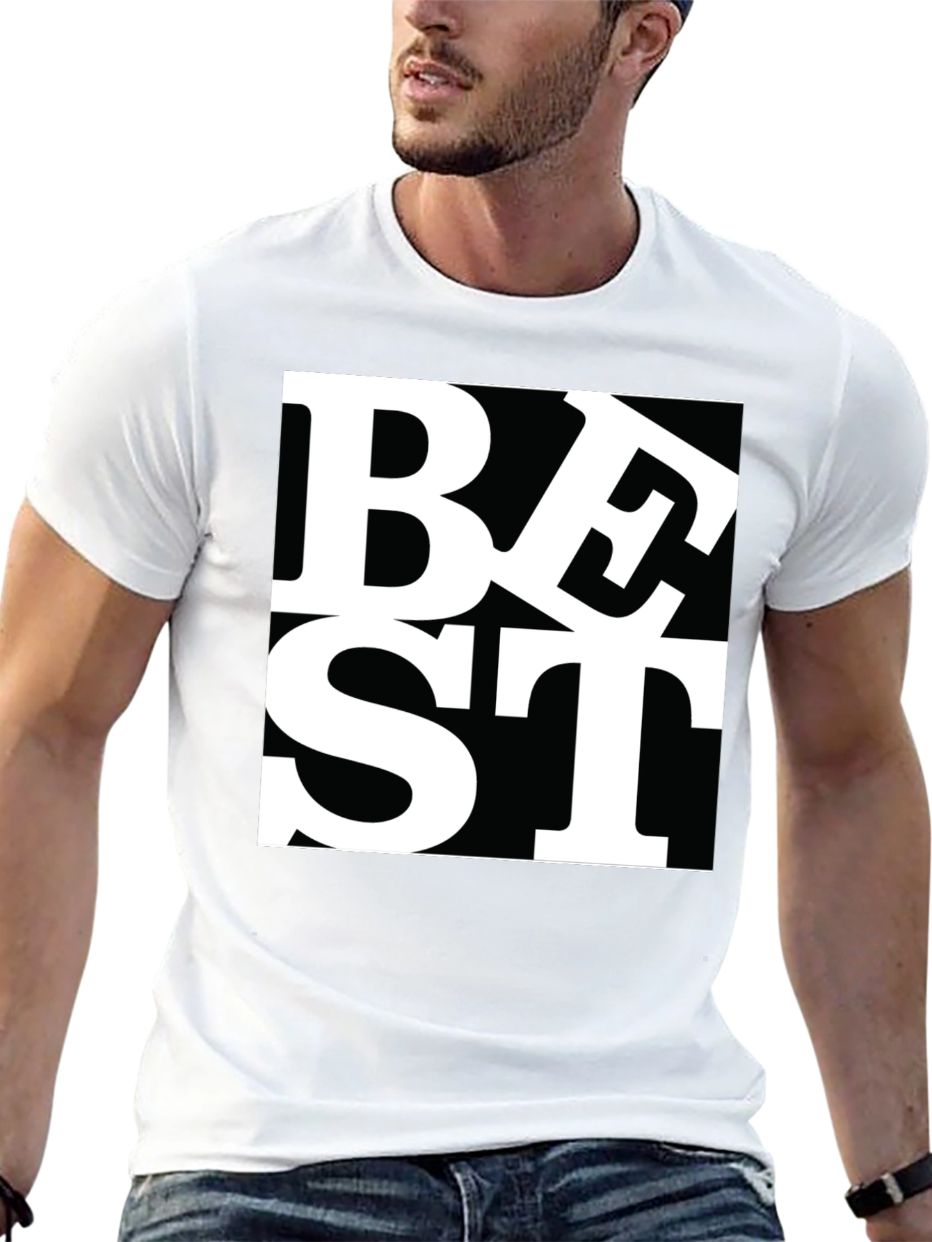 Best T-Shirt - Black Tee with Bold White Graphic