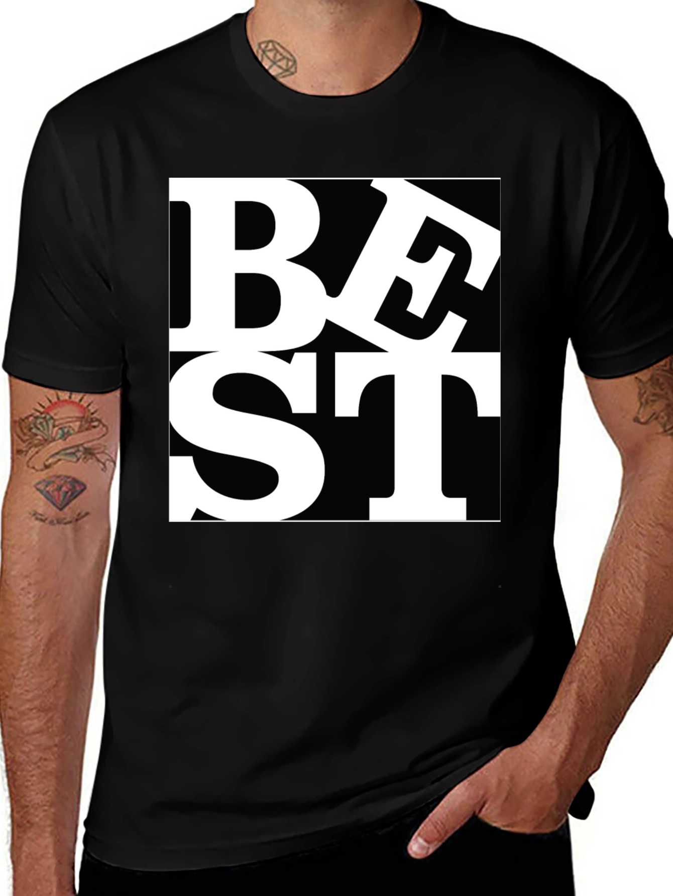 Best T-Shirt - Black Tee with Bold White Graphic