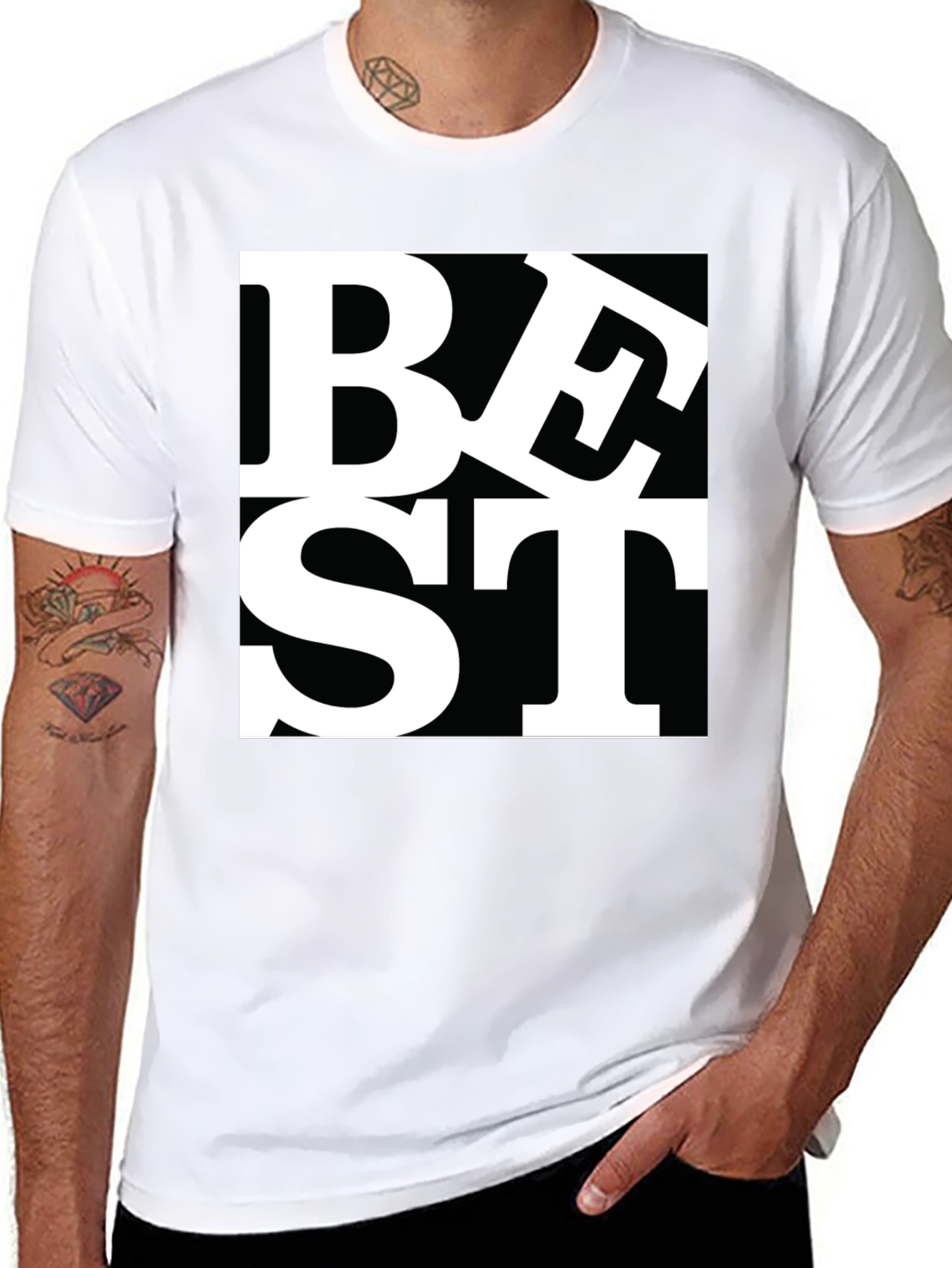 Best T-Shirt - Black Tee with Bold White Graphic