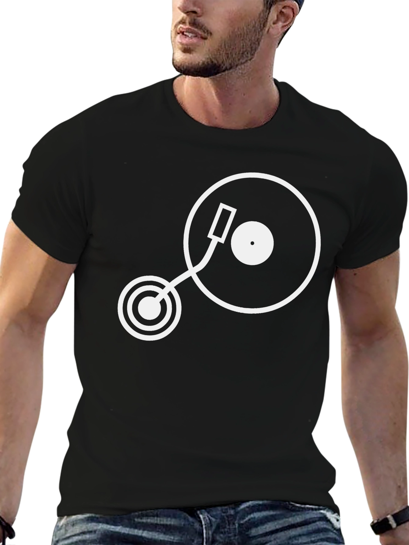 DJ Turntable Graphic Tee - Cool Black T-Shirt