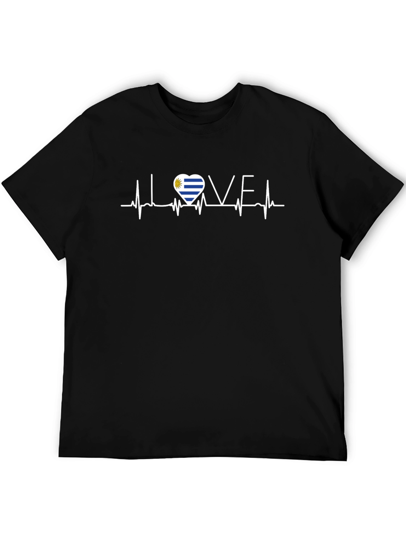 Uruguay Flag Heartbeat LOVE Graphic T-Shirt