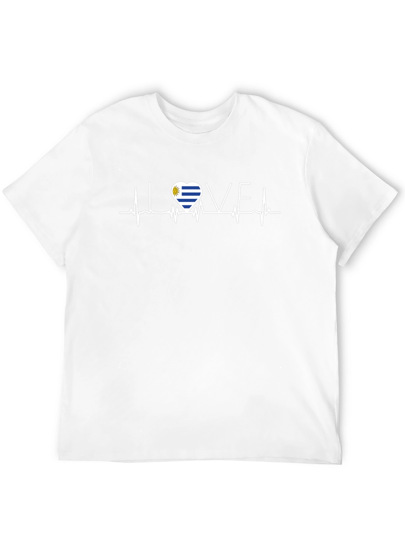 Uruguay Flag Heartbeat LOVE Graphic T-Shirt