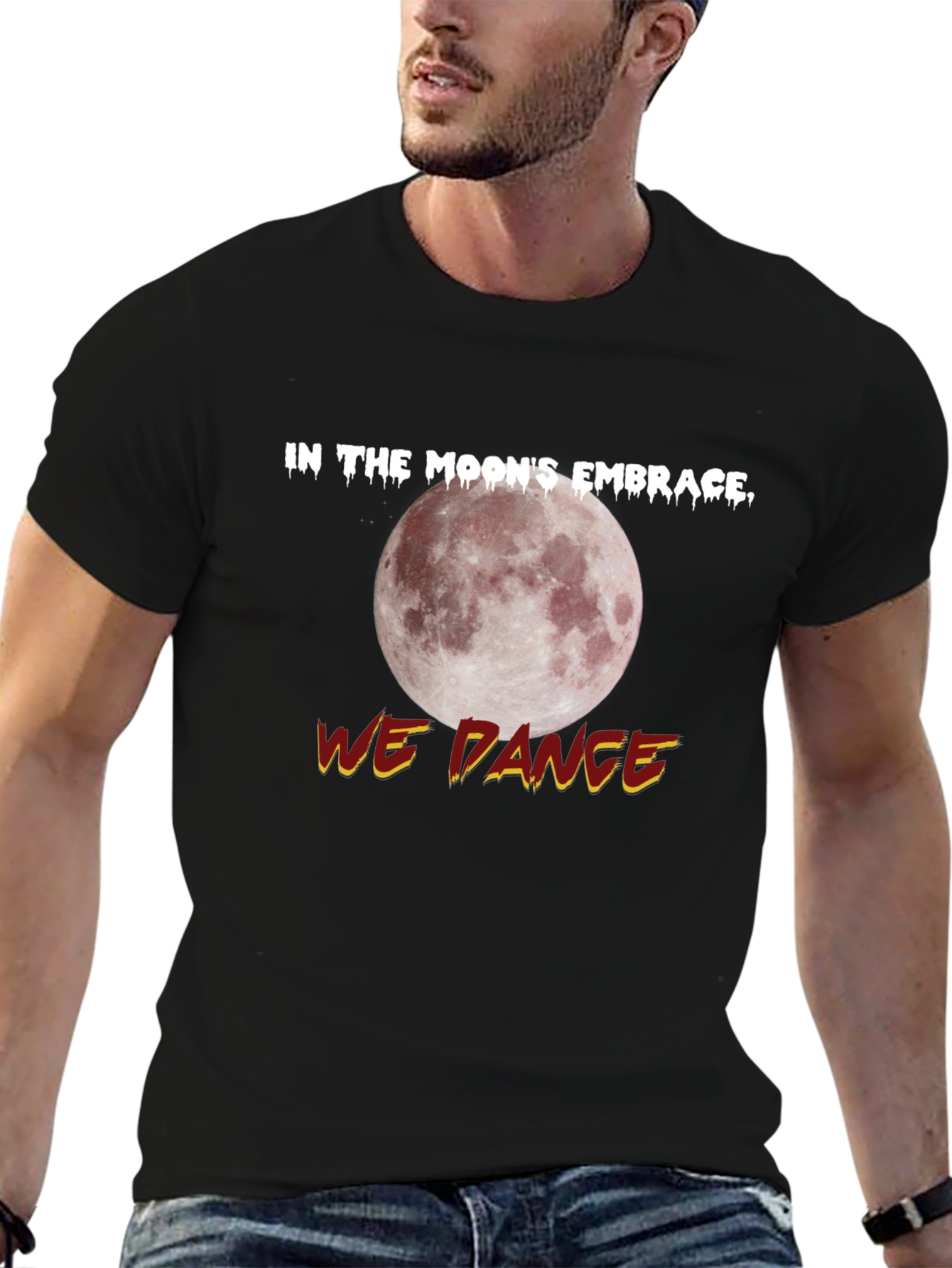 Moons Embrace Dance Graphic Tee - Black Cotton