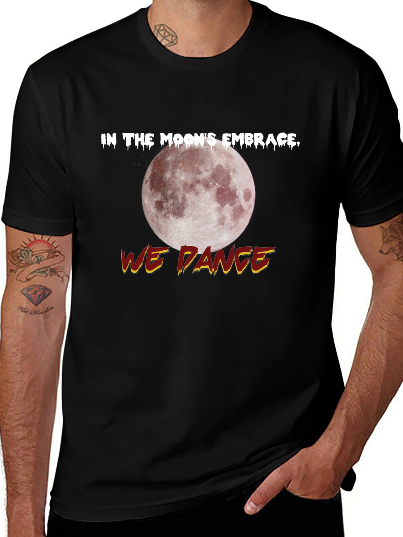 Moons Embrace Dance Graphic Tee - Black Cotton