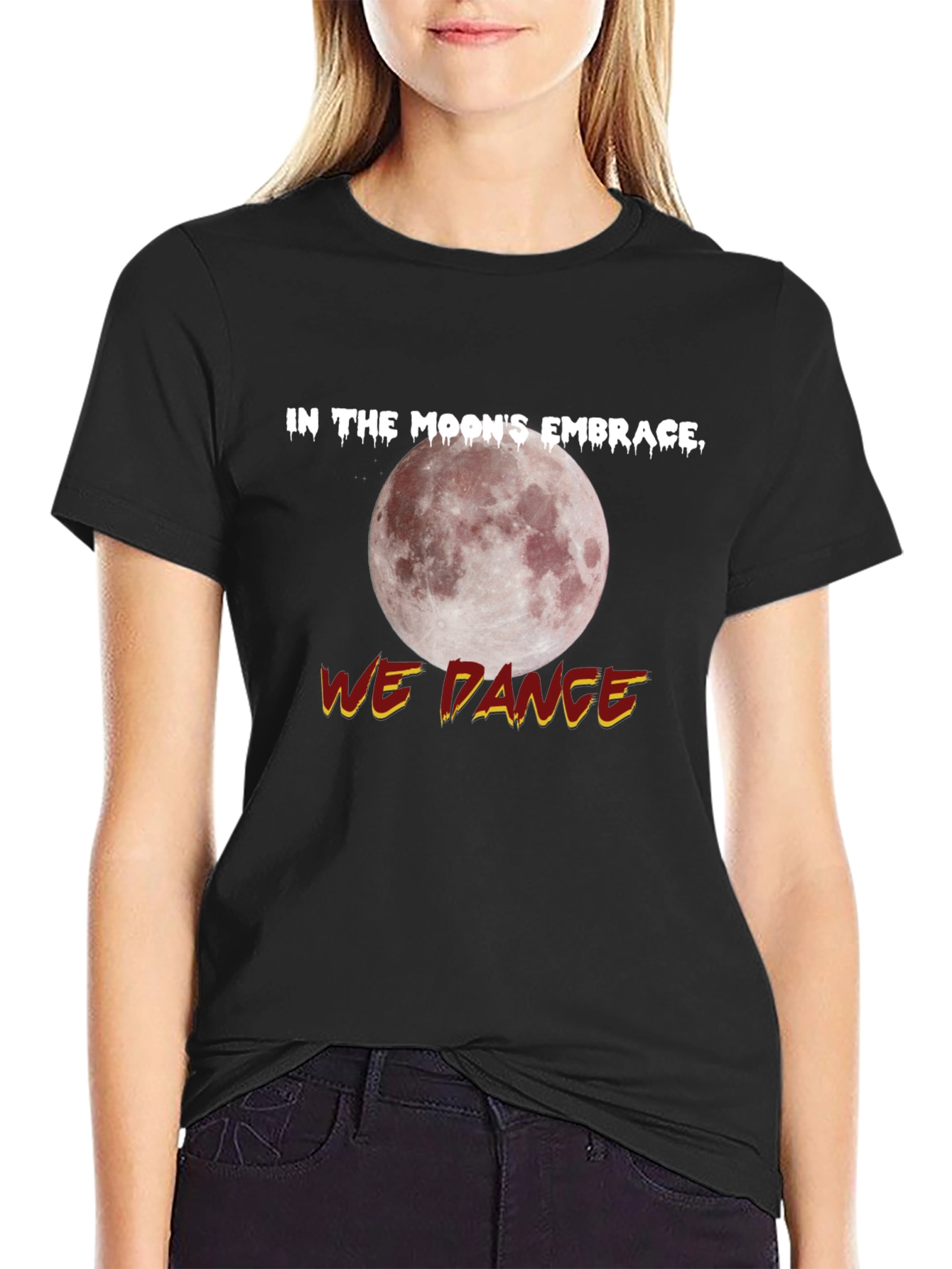 Moons Embrace Dance Graphic Tee - Black Cotton