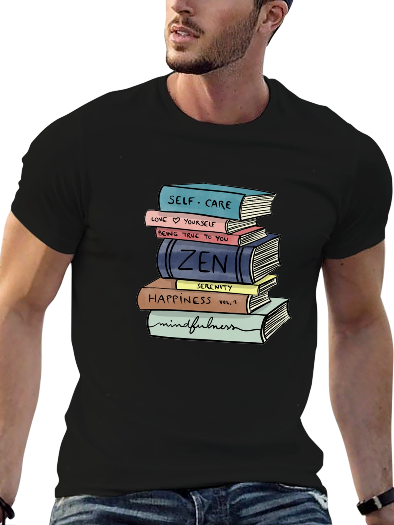 Stack of Books T-Shirt - Self-Care Zen Mindfulness
