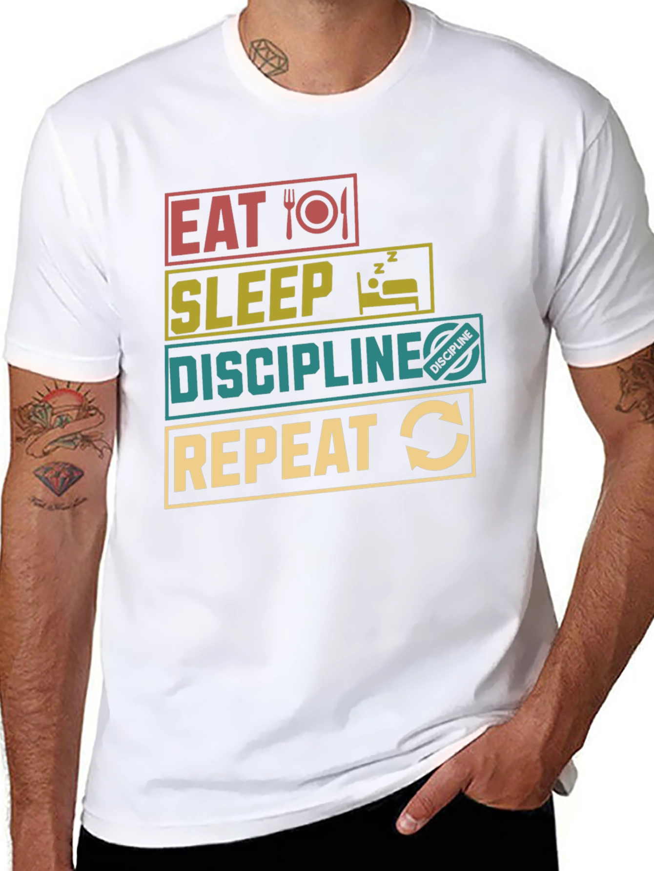 Eat Sleep Discipline Repeat Graphic T-Shirt