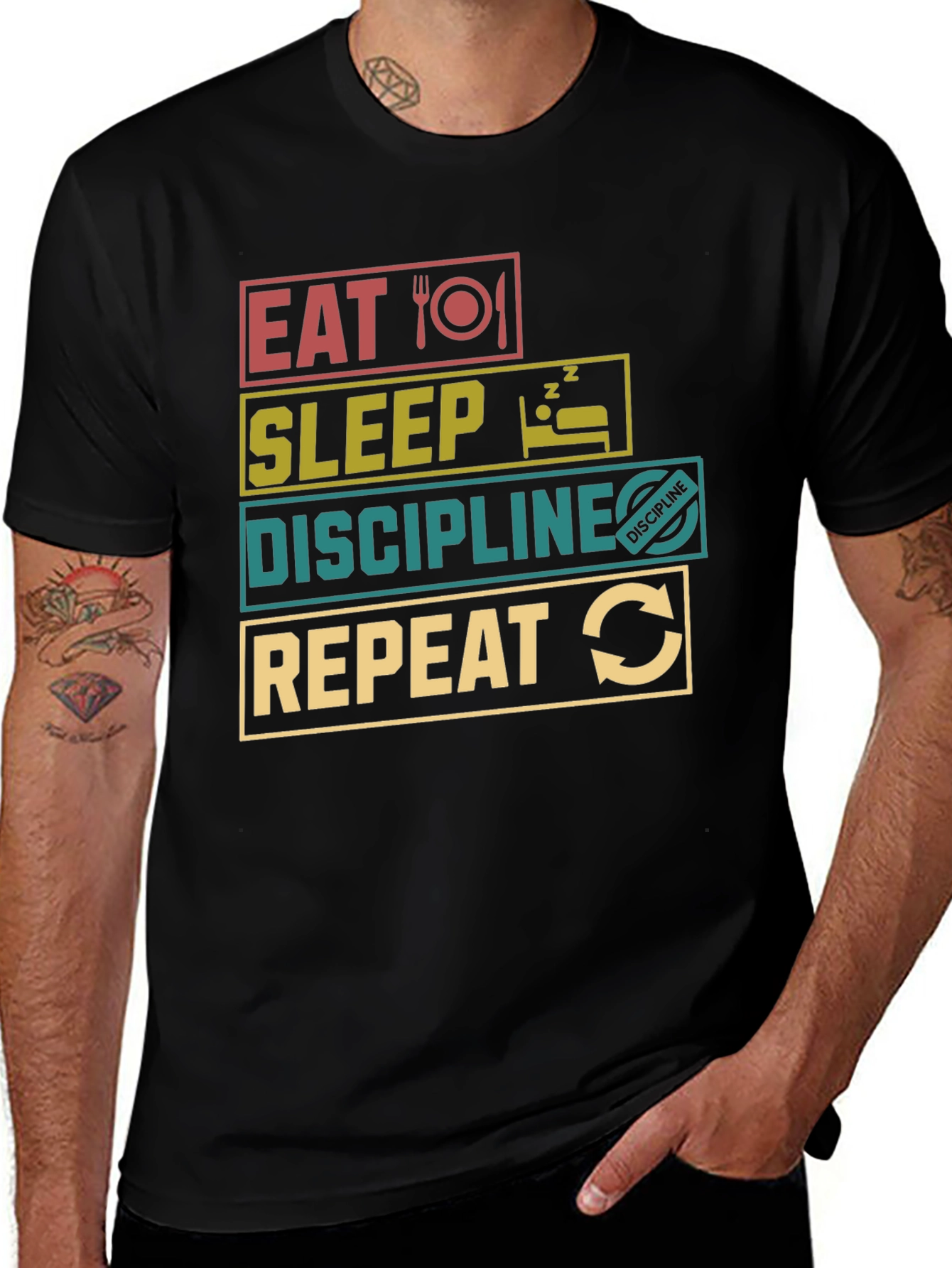 Eat Sleep Discipline Repeat Graphic T-Shirt
