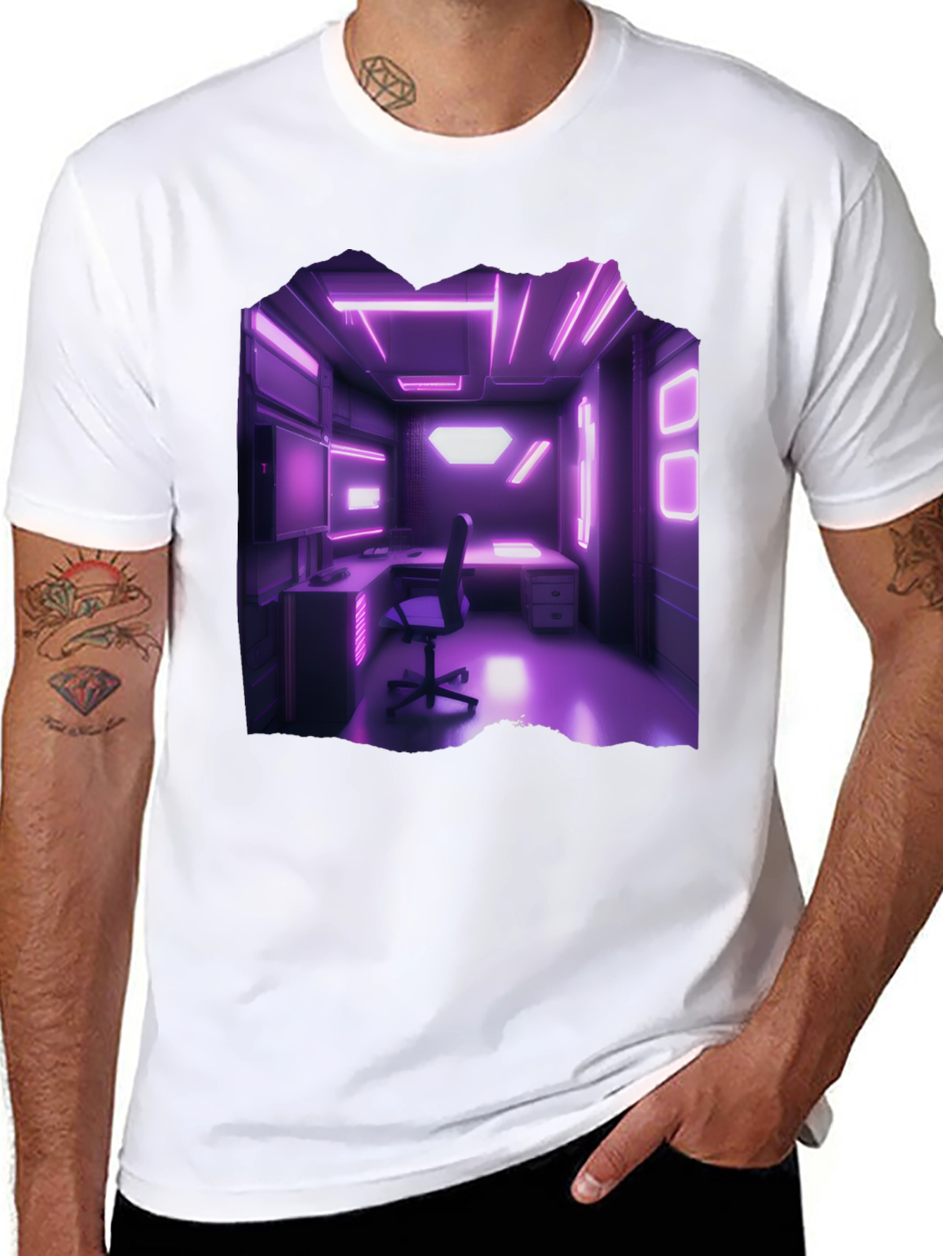 Cyberpunk Room T-Shirt Neon Lights Gaming Aesthetic