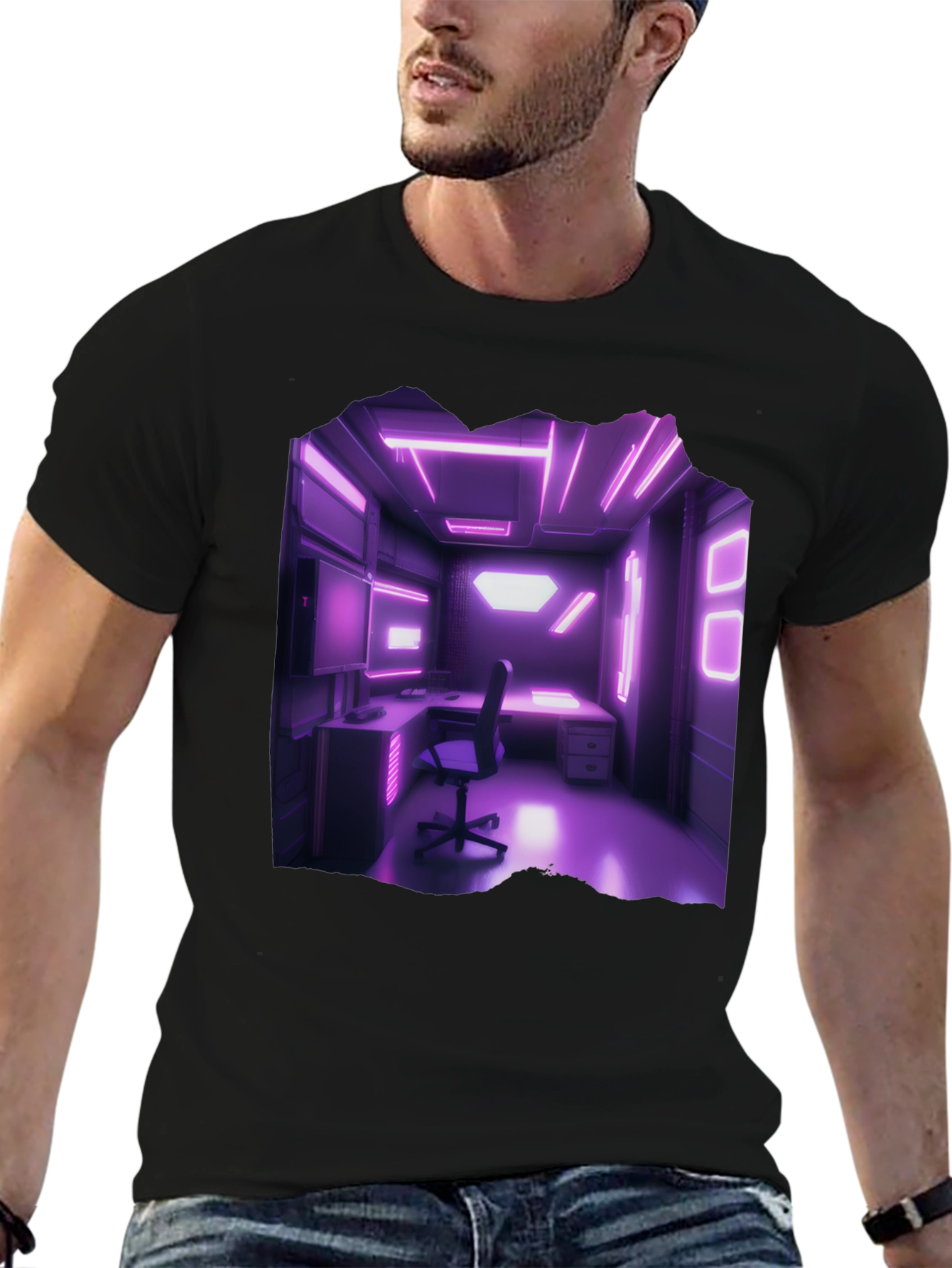 Cyberpunk Room T-Shirt Neon Lights Gaming Aesthetic
