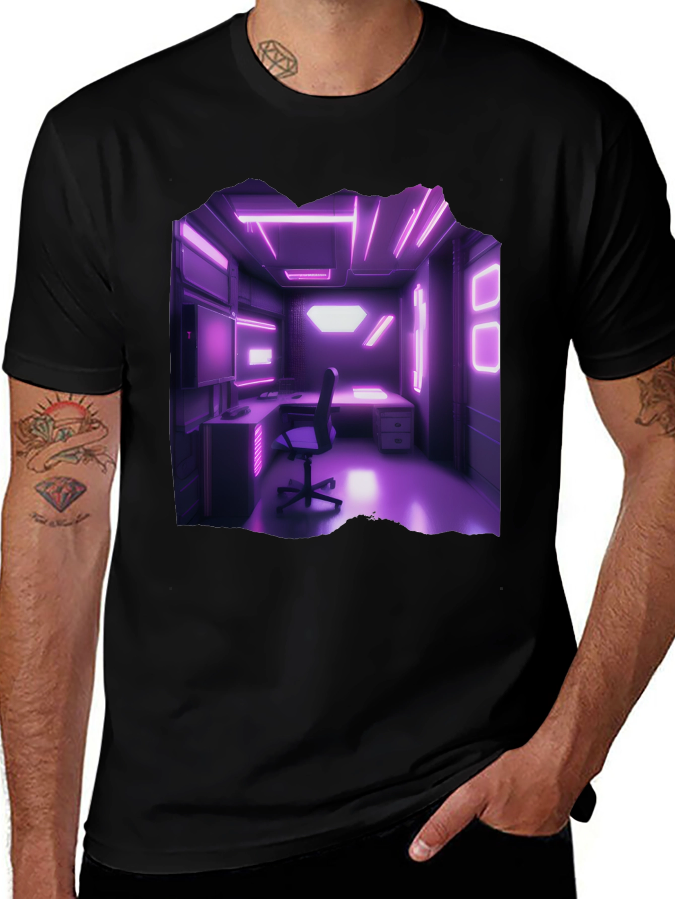 Cyberpunk Room T-Shirt Neon Lights Gaming Aesthetic