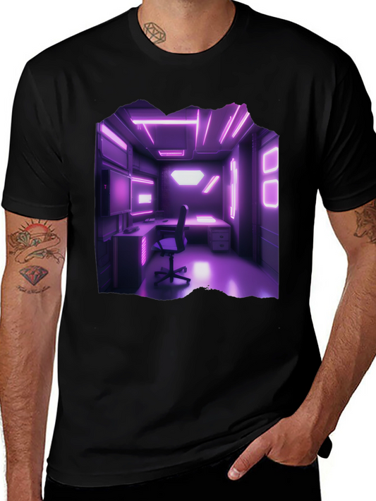 Cyberpunk Room T-Shirt Neon Lights Gaming Aesthetic