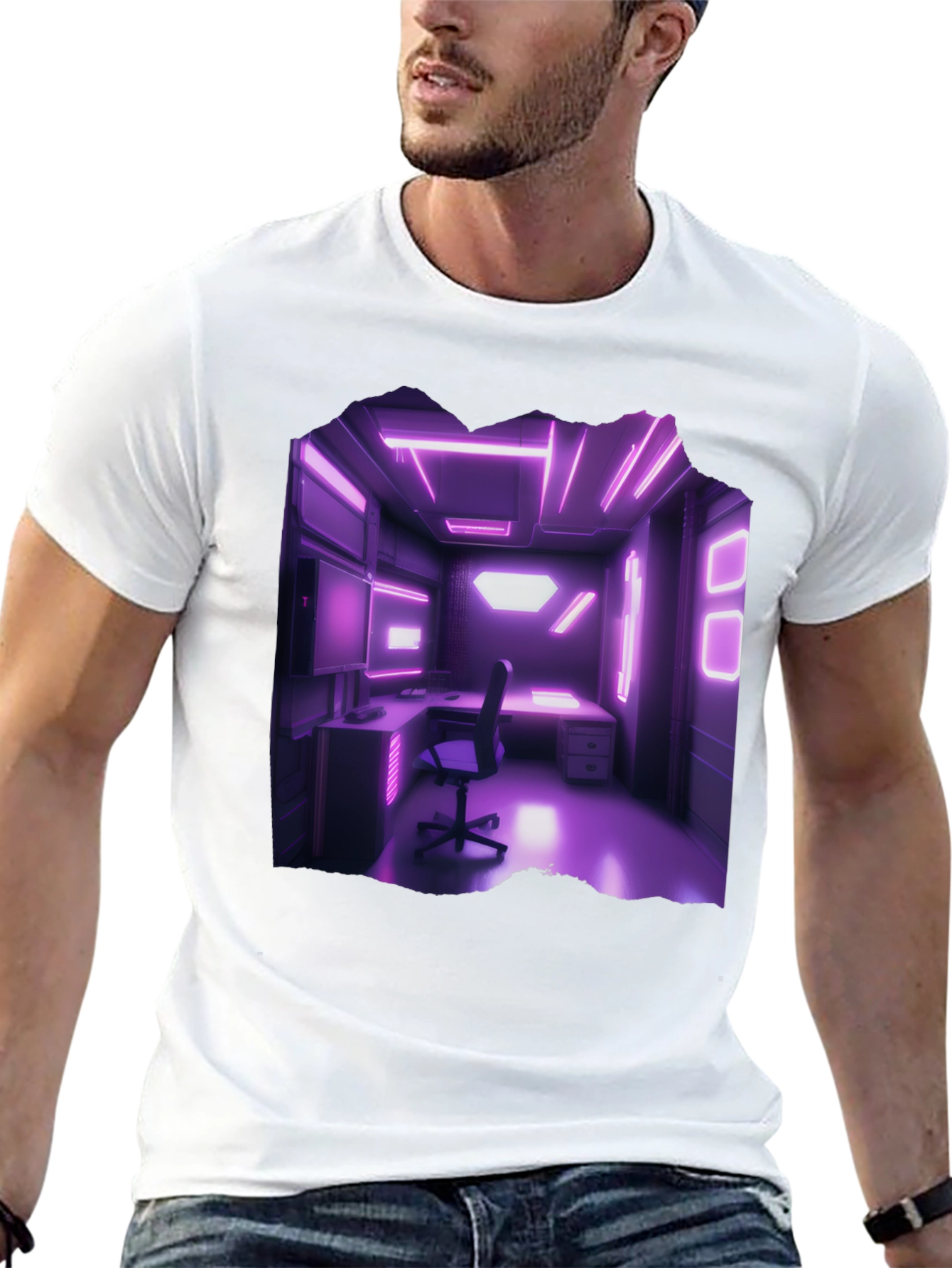 Cyberpunk Room T-Shirt Neon Lights Gaming Aesthetic