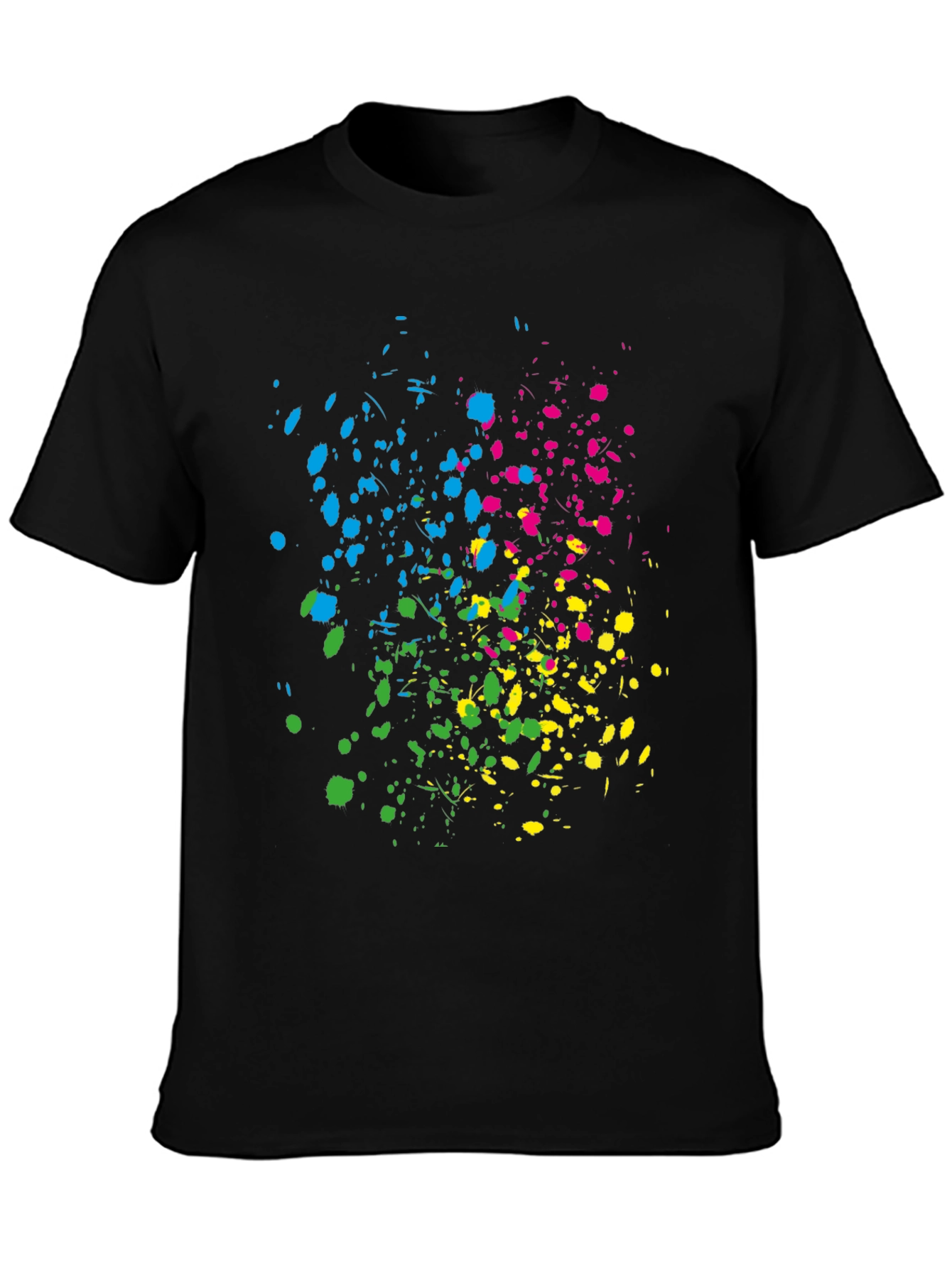Vibrant Splatter Print Black T-Shirt