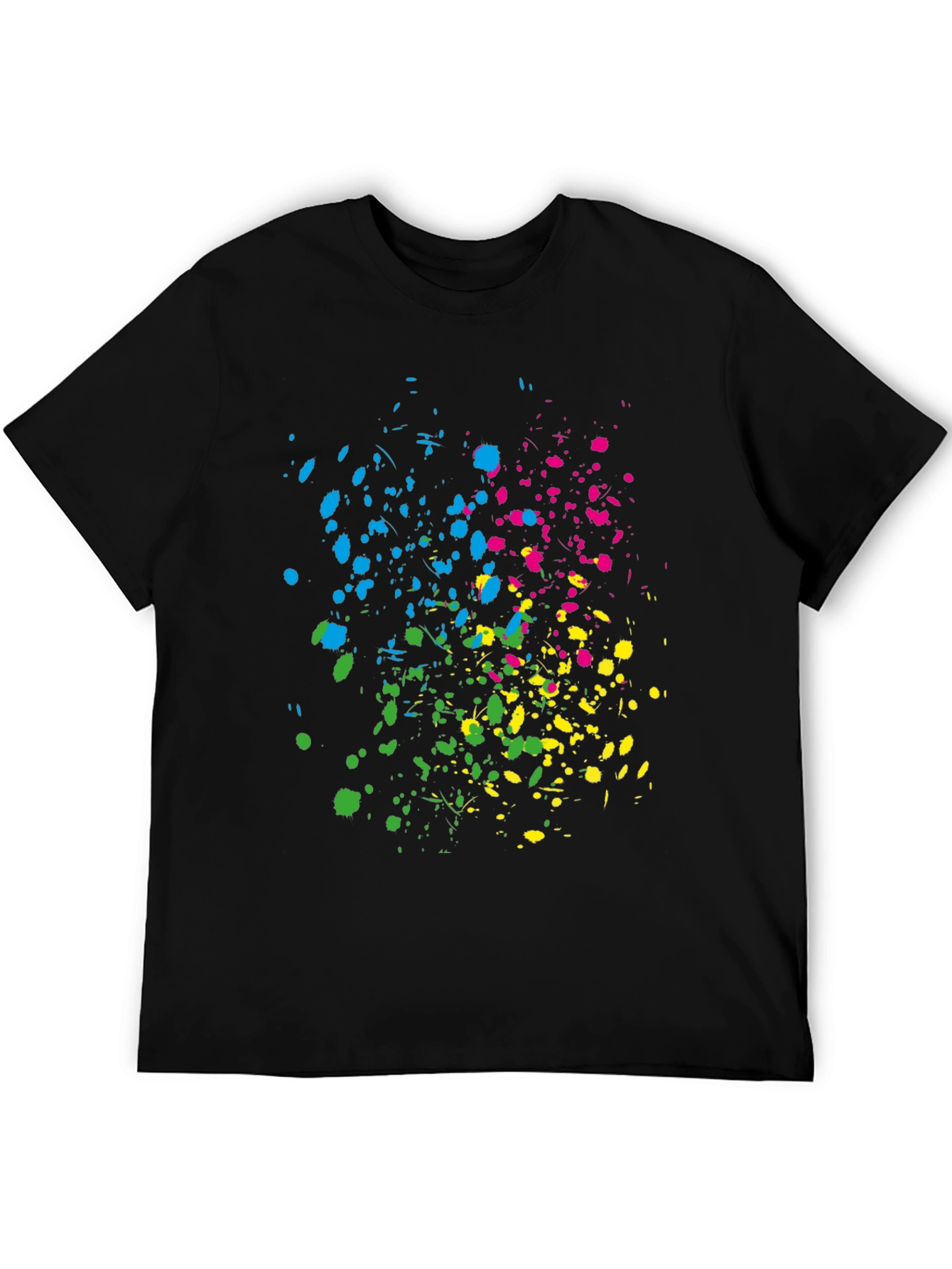Vibrant Splatter Print Black T-Shirt