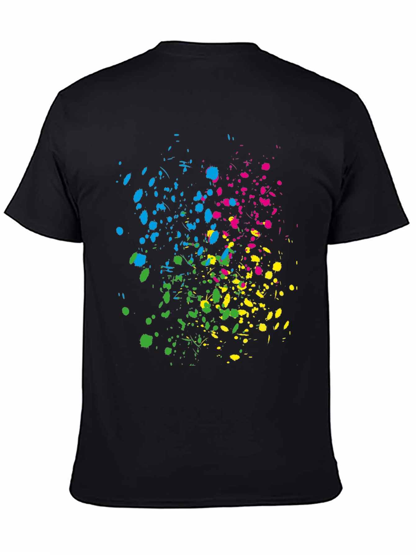 Vibrant Splatter Print Black T-Shirt