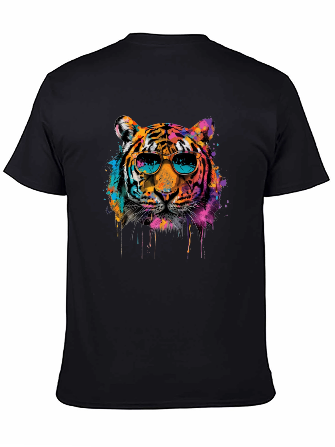 Cool Tiger Graphic Print Black T-Shirt
