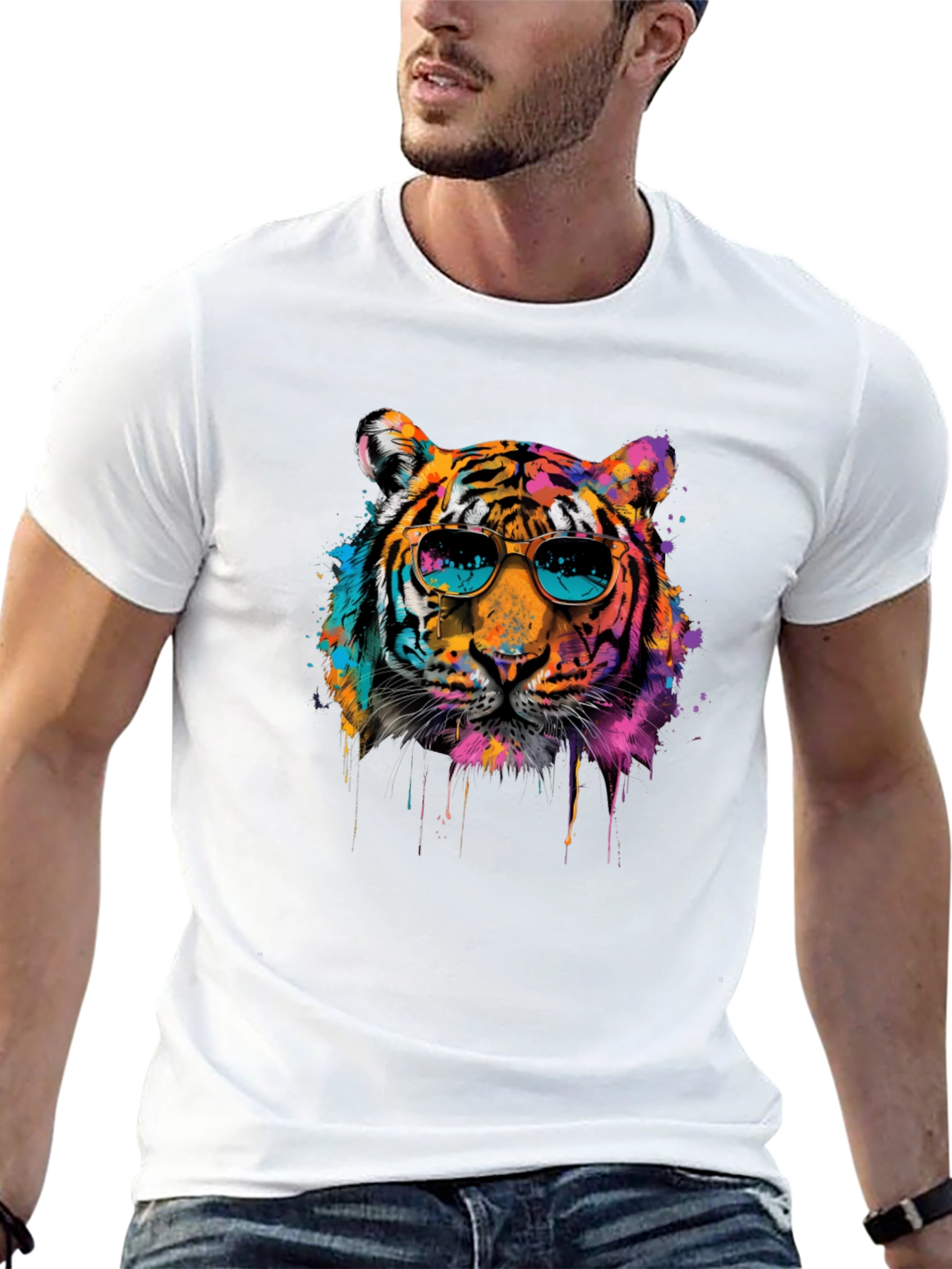 Cool Tiger Graphic Print Black T-Shirt