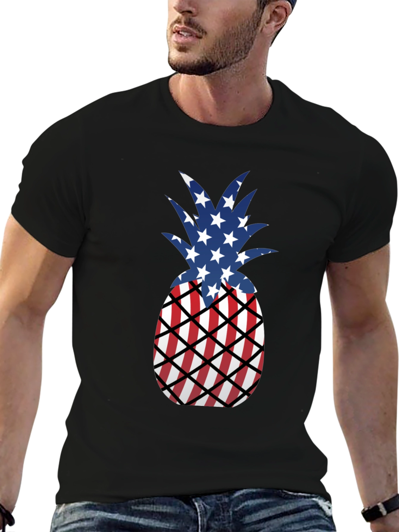 Patriotic Pineapple T-Shirt - USA Flag Design